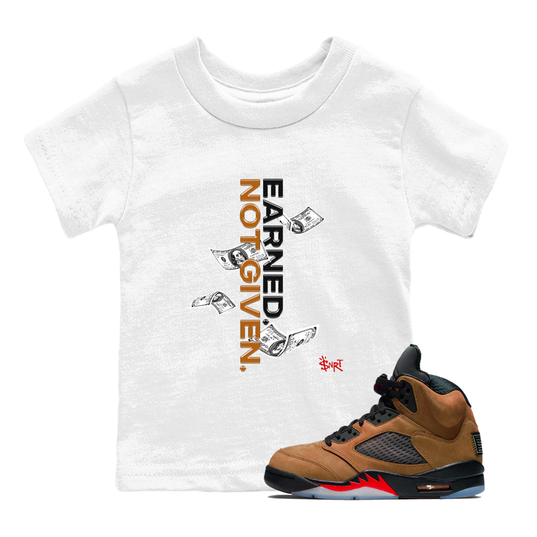Earned Not Given snkmatch Tees Kids - Air Jordan 5 Archaeo Brown