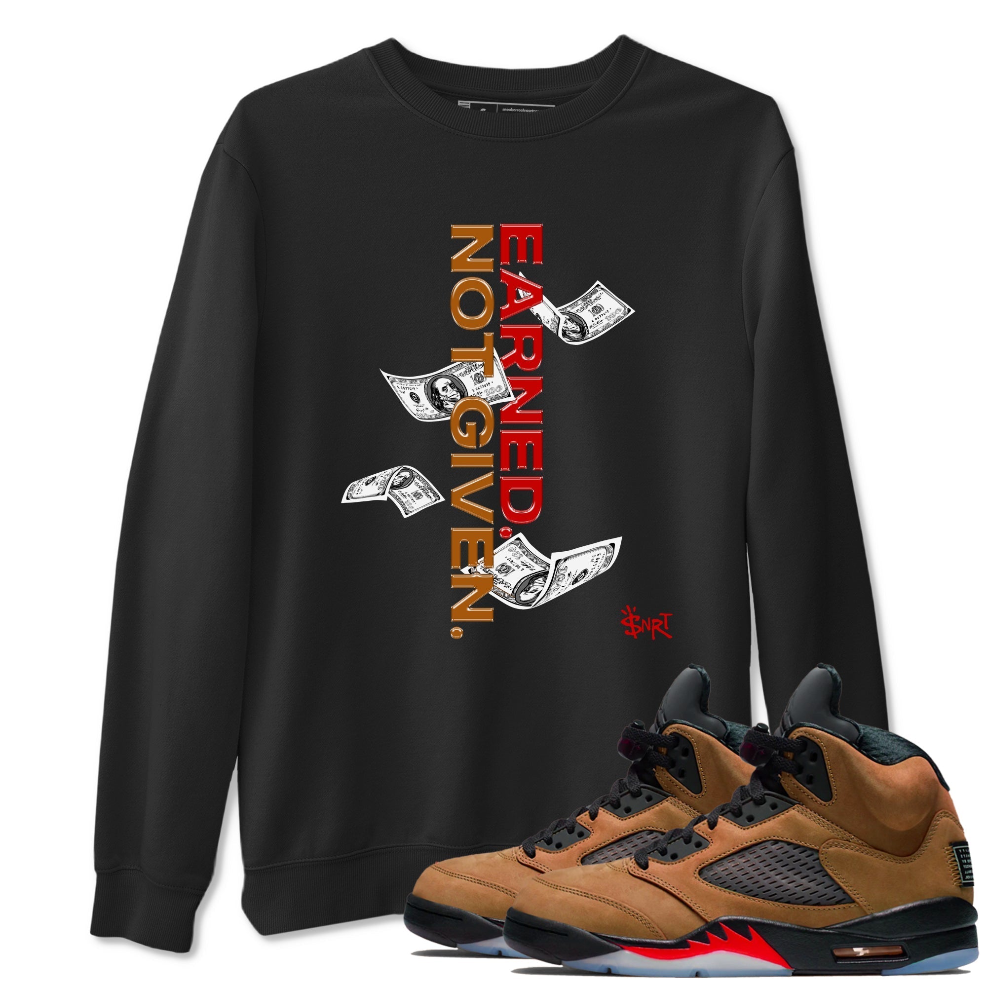 Earned Not Given snkmatch Tees - Air Jordan 5 Archaeo Brown