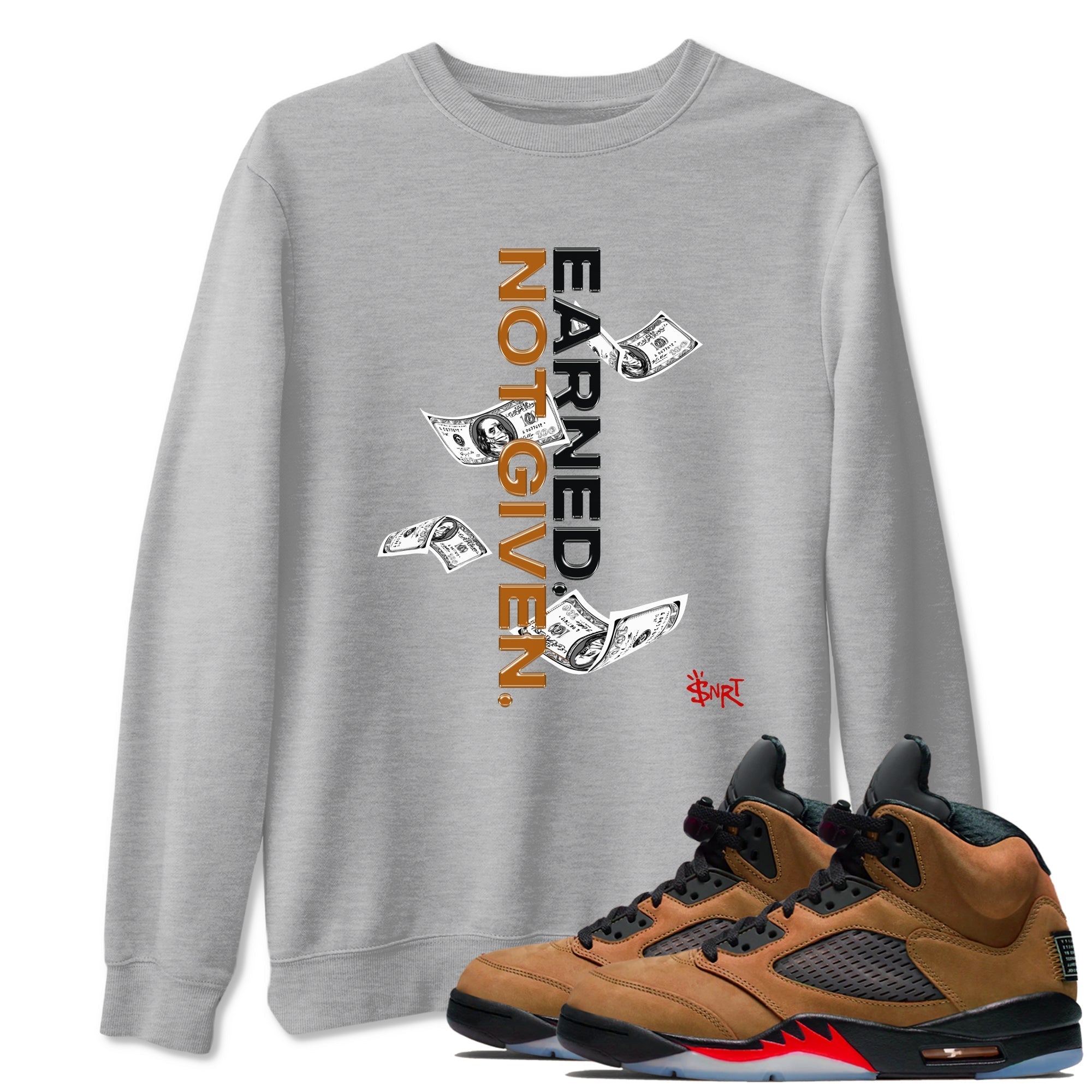 Earned Not Given snkmatch Tees - Air Jordan 5 Archaeo Brown