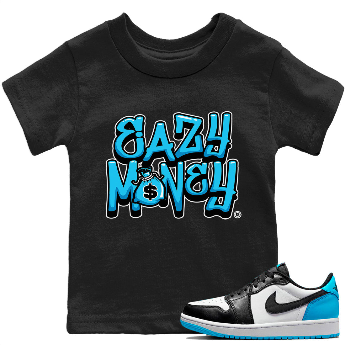 Easy Money Kids Tops - Air Jordan 1 Powder Blue