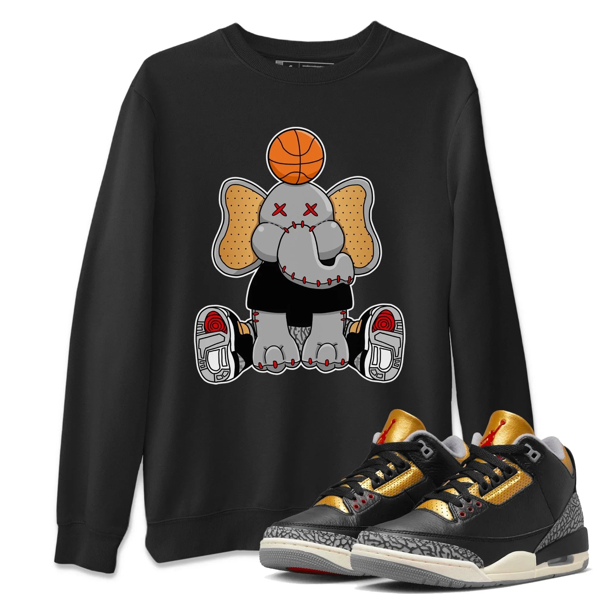 Elephant Doll Unisex Tops - Air Jordan 3 Black Gold