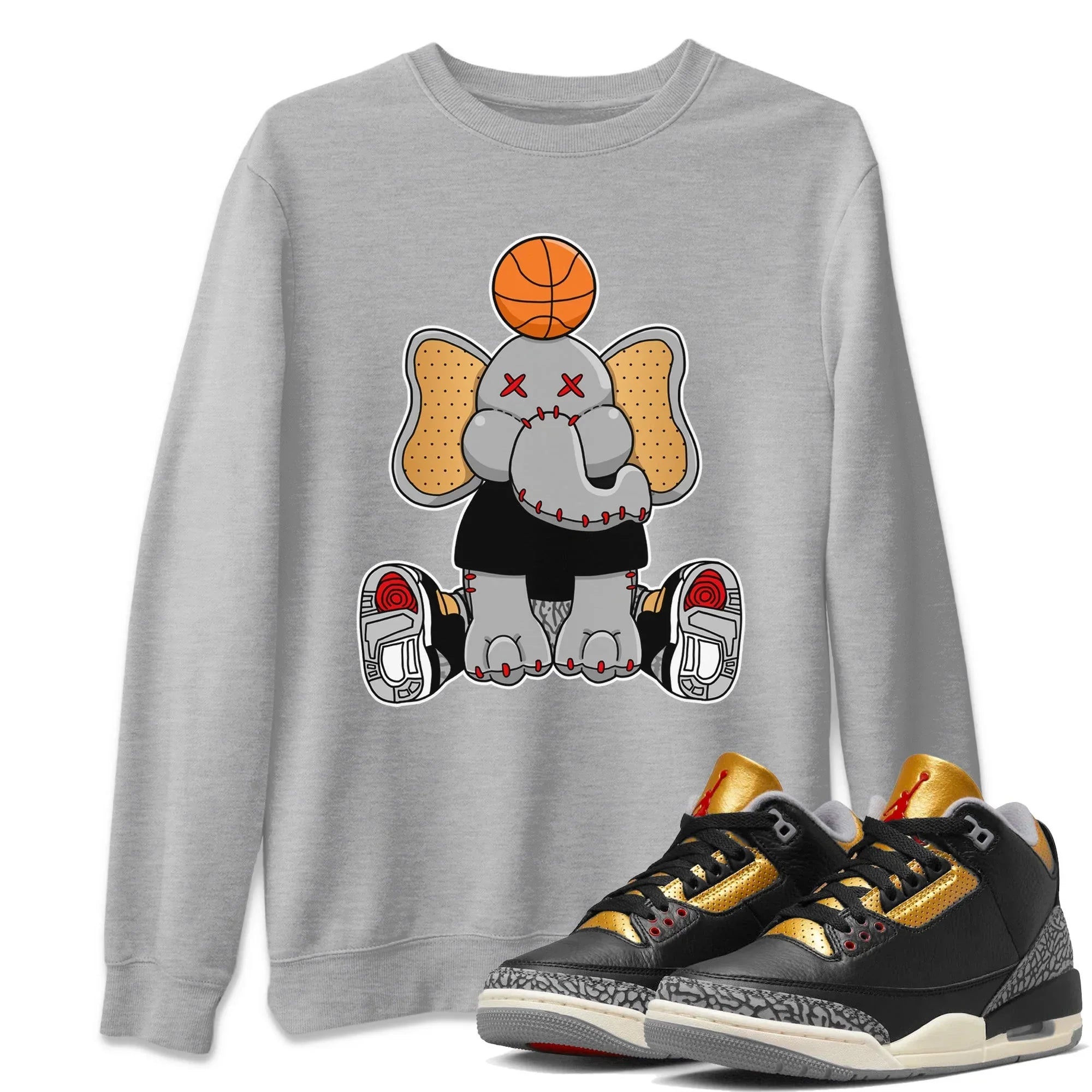 Elephant Doll Unisex Tops - Air Jordan 3 Black Gold