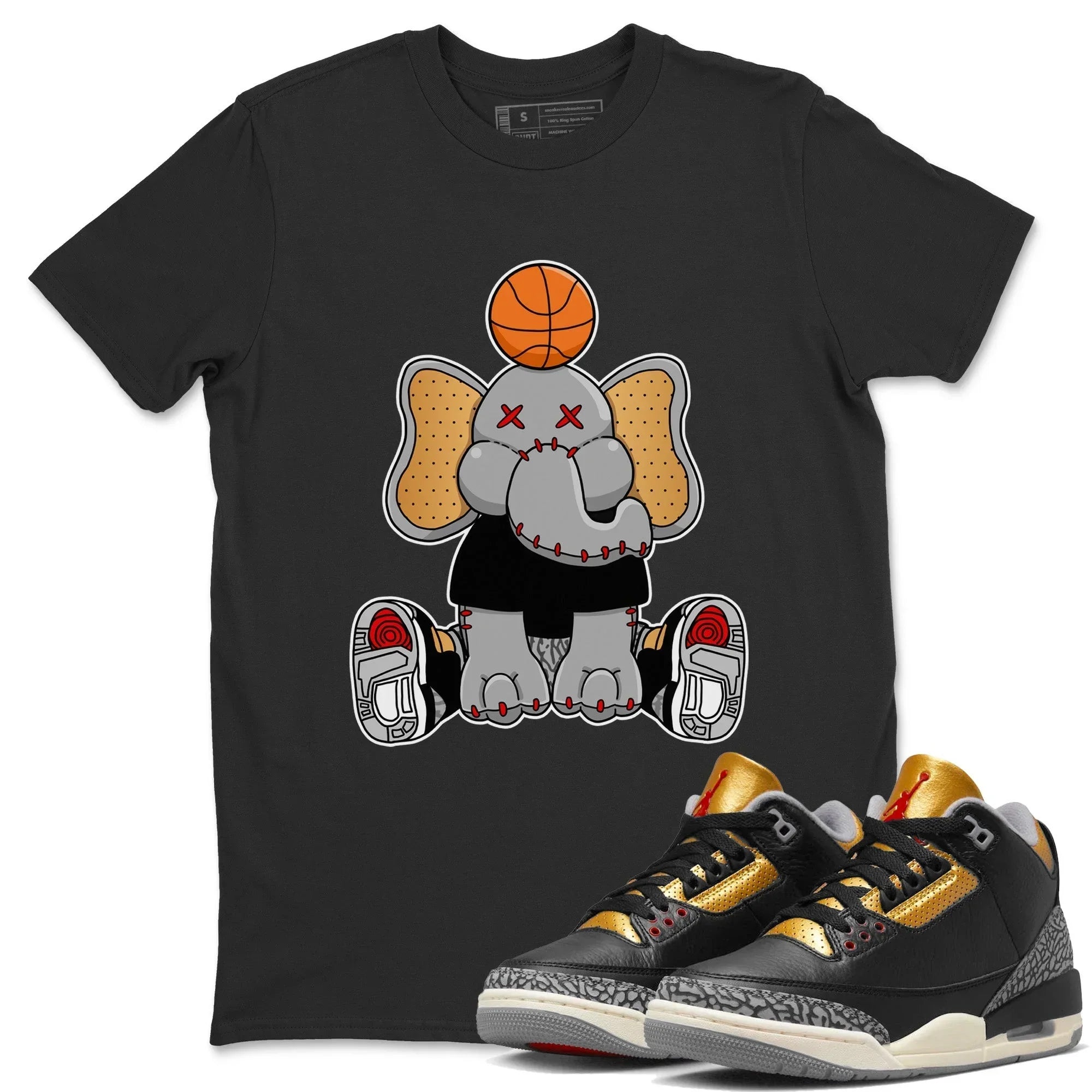 Elephant Doll Unisex Tops - Air Jordan 3 Black Gold