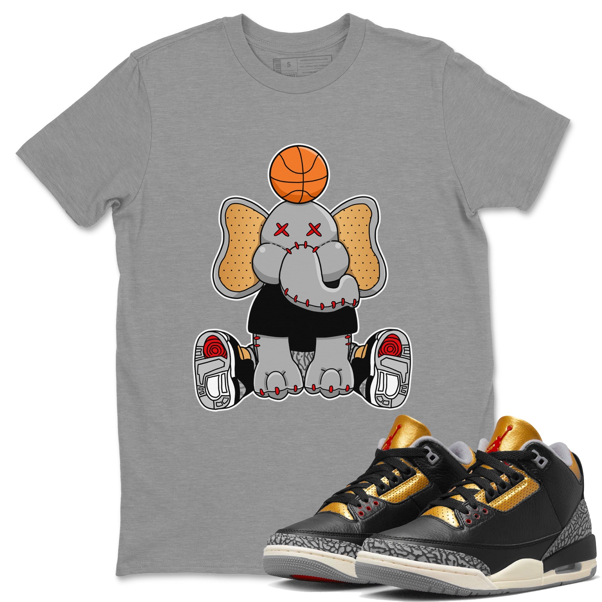 Elephant Doll Unisex Tops - Air Jordan 3 Black Gold