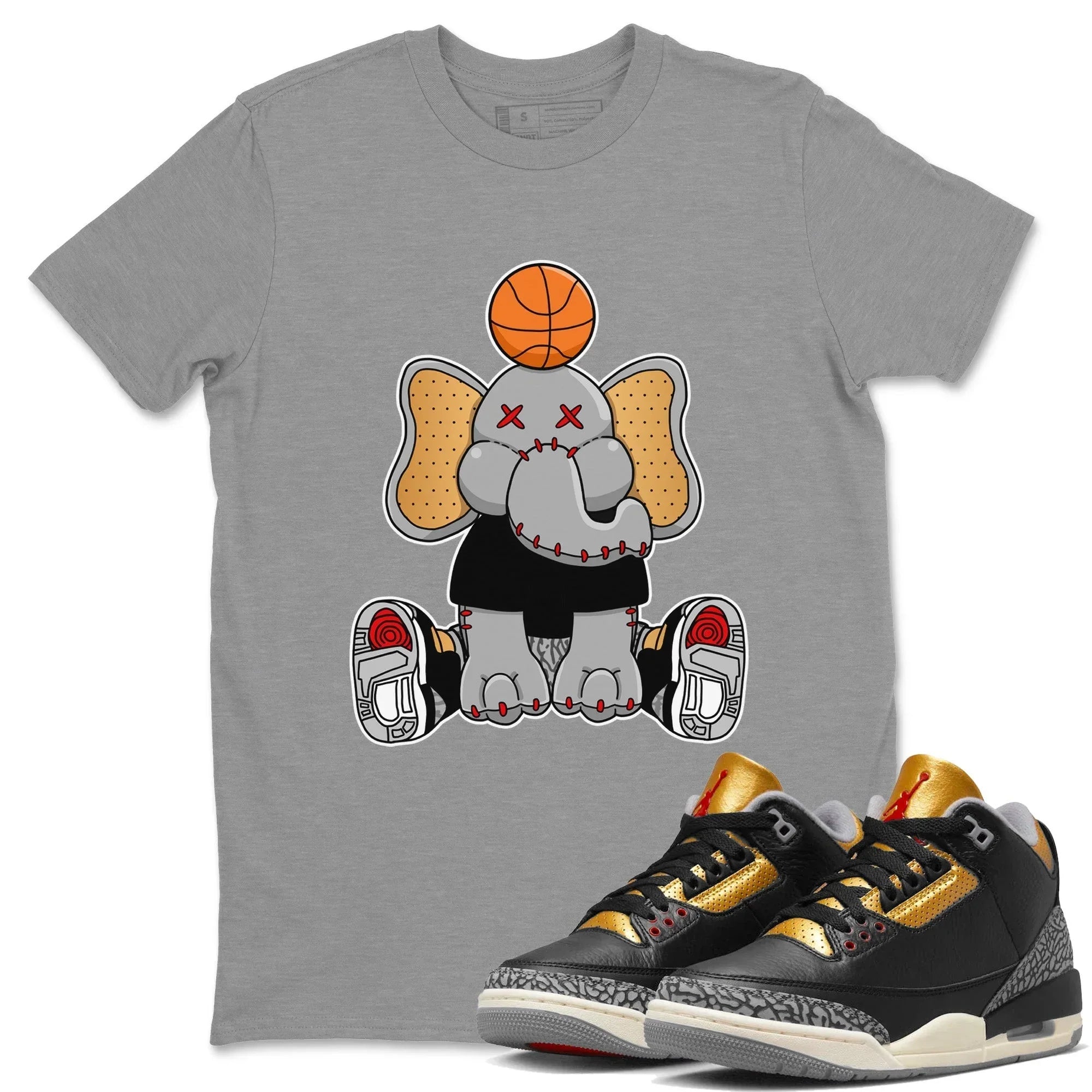Elephant Doll Unisex Tops - Air Jordan 3 Black Gold