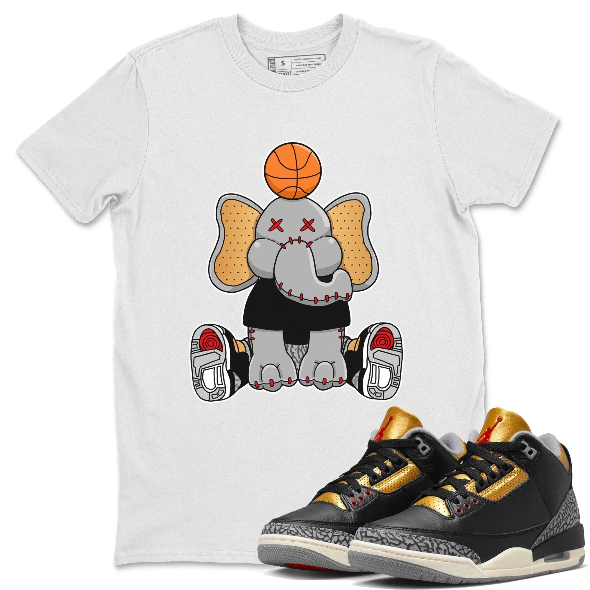 Elephant Doll Unisex Tops - Air Jordan 3 Black Gold