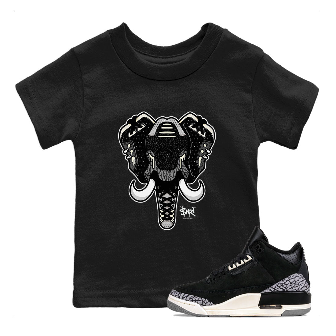 Elephant Symbol snkmatch Tee Kids - Air Jordan 3 Off Noir