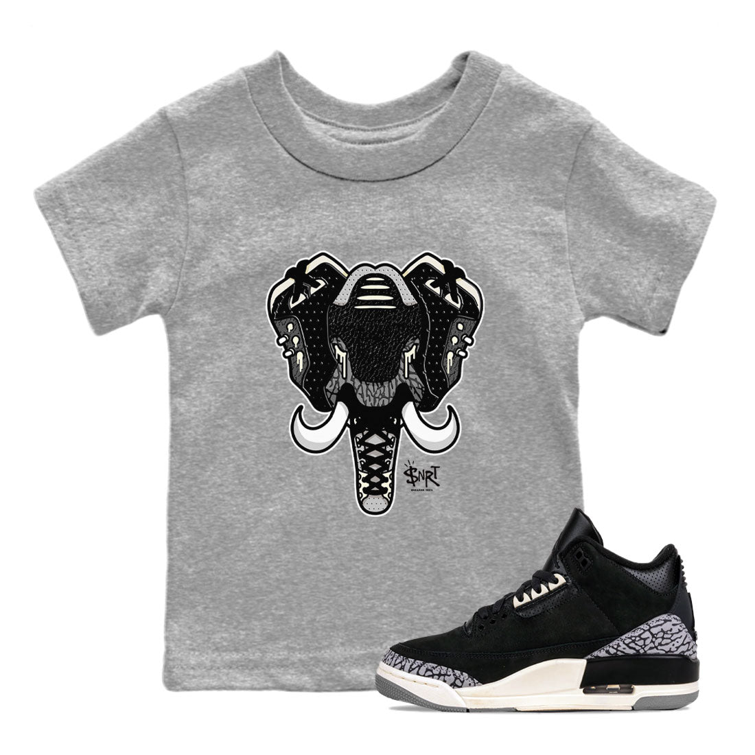 Elephant Symbol snkmatch Tee Kids - Air Jordan 3 Off Noir