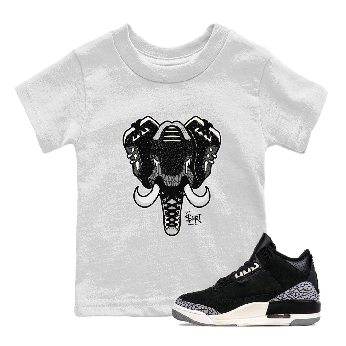 Elephant Symbol snkmatch Tee Kids - Air Jordan 3 Off Noir