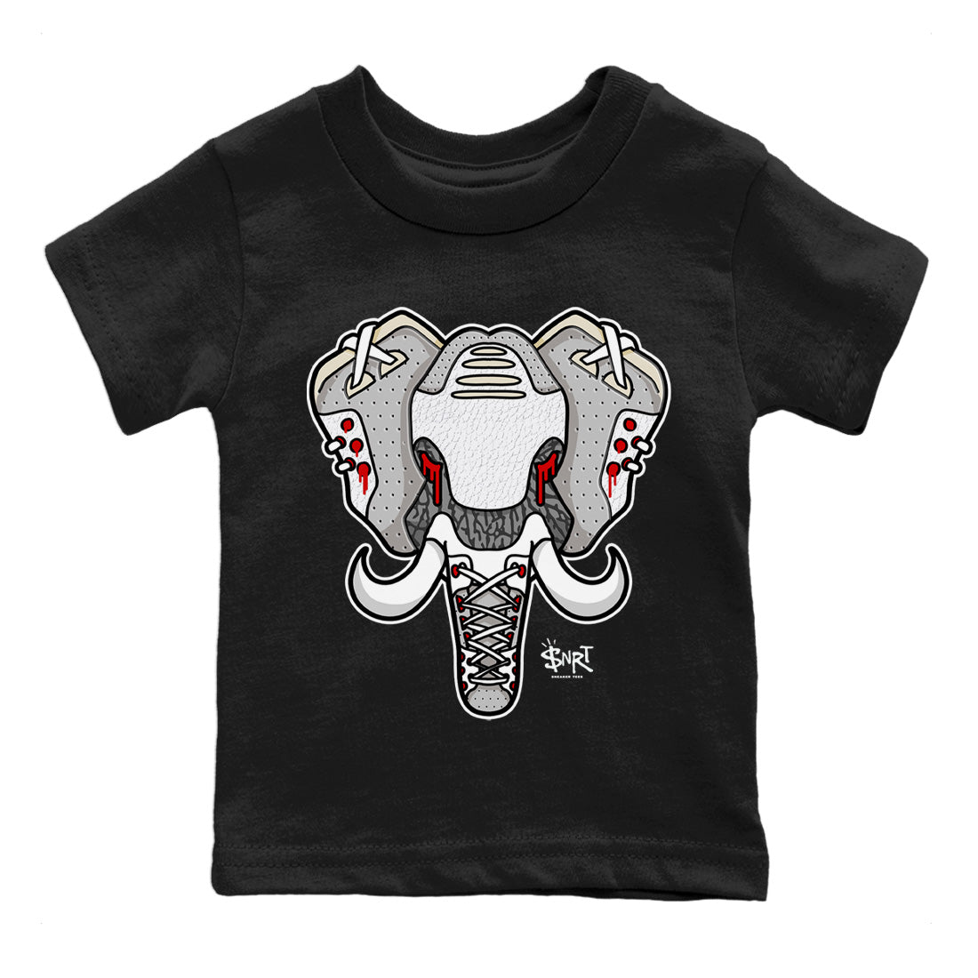 Elephant Symbol Kids Tops - Air Jordan 3 White Cement