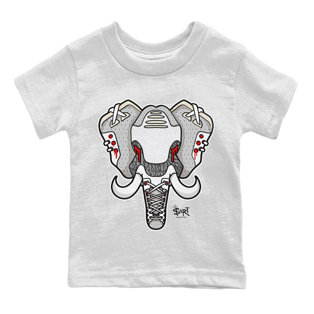 Elephant Symbol Kids Tops - Air Jordan 3 White Cement