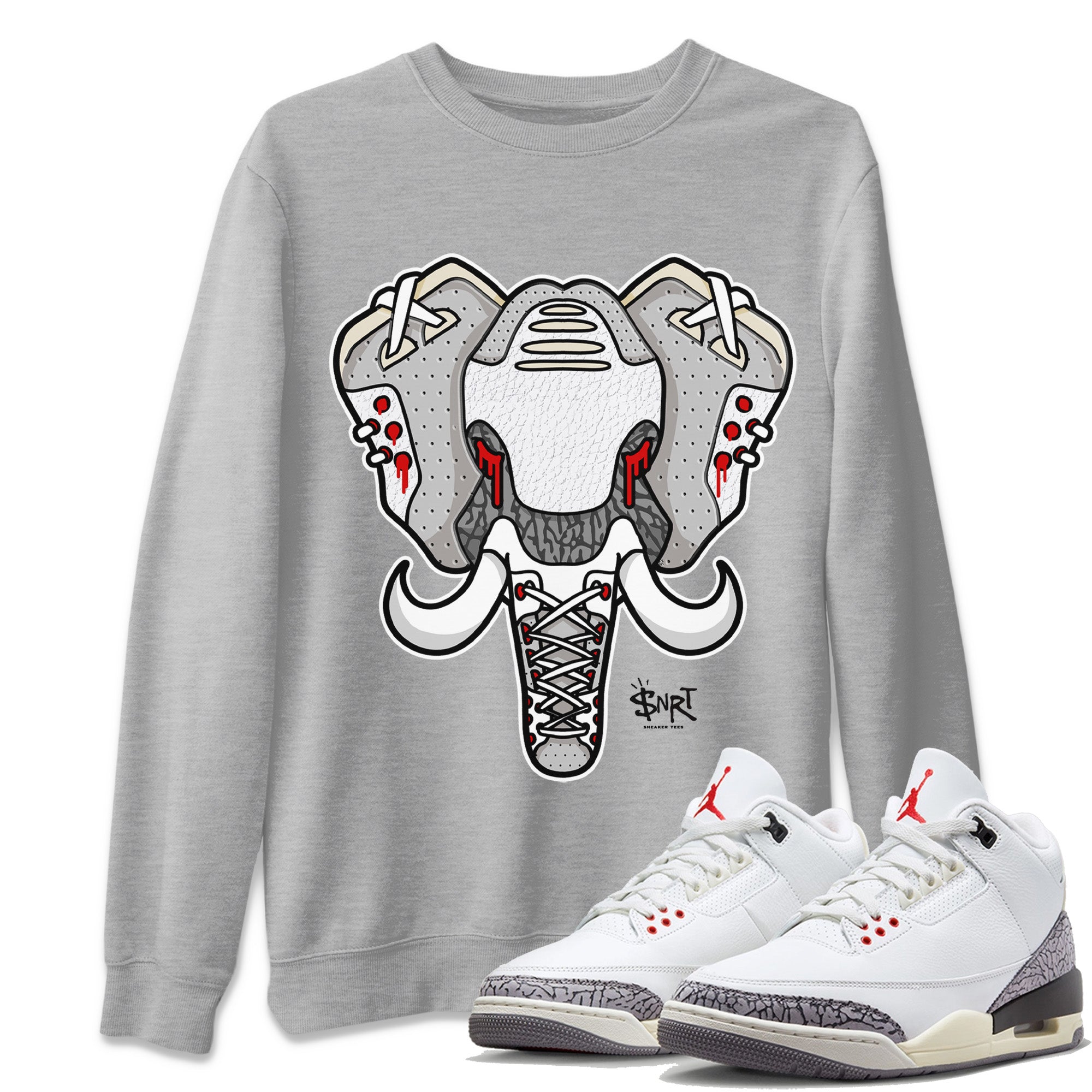 Elephant Symbol Unisex Tops - Air Jordan 3 White Cement