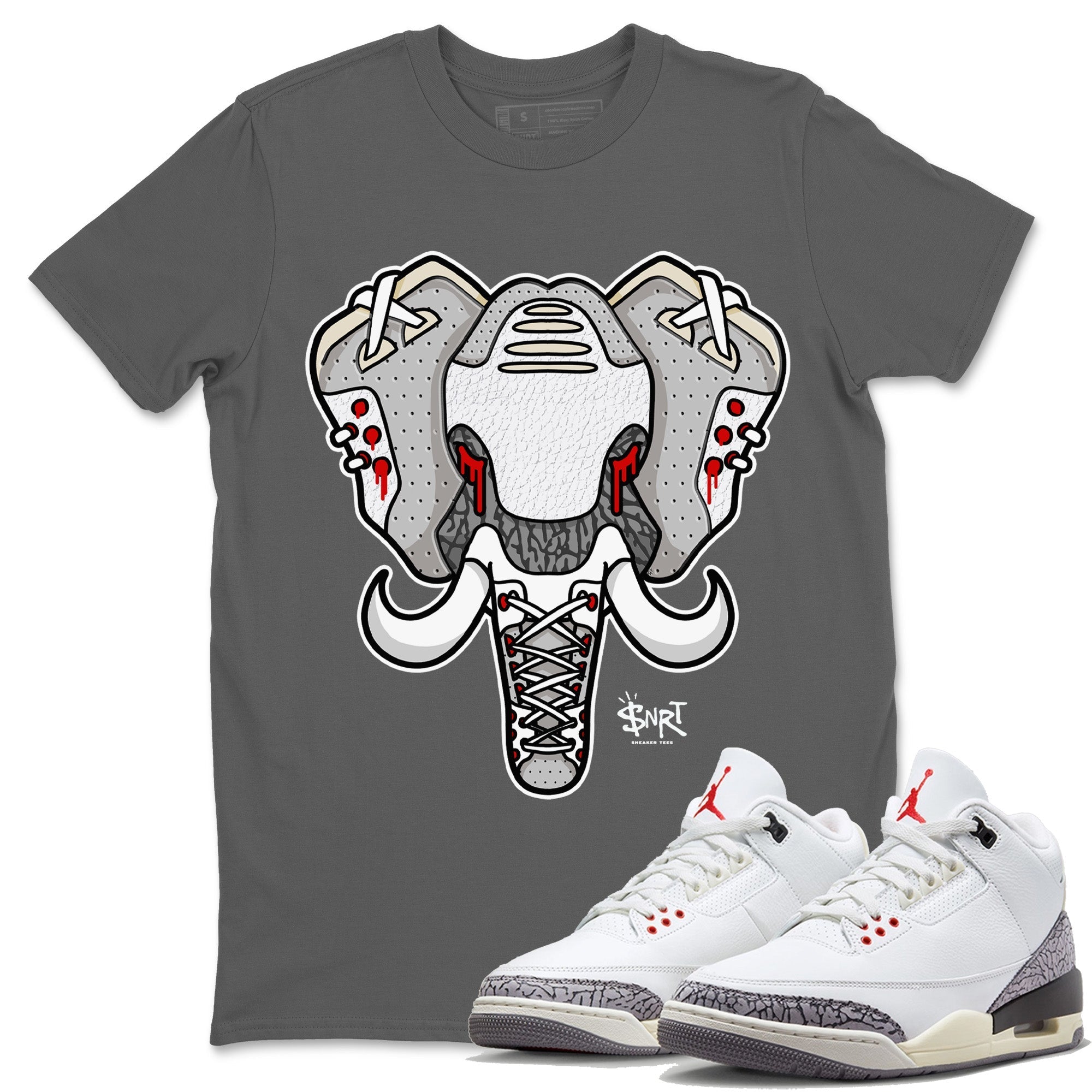 Elephant Symbol Unisex Tops - Air Jordan 3 White Cement