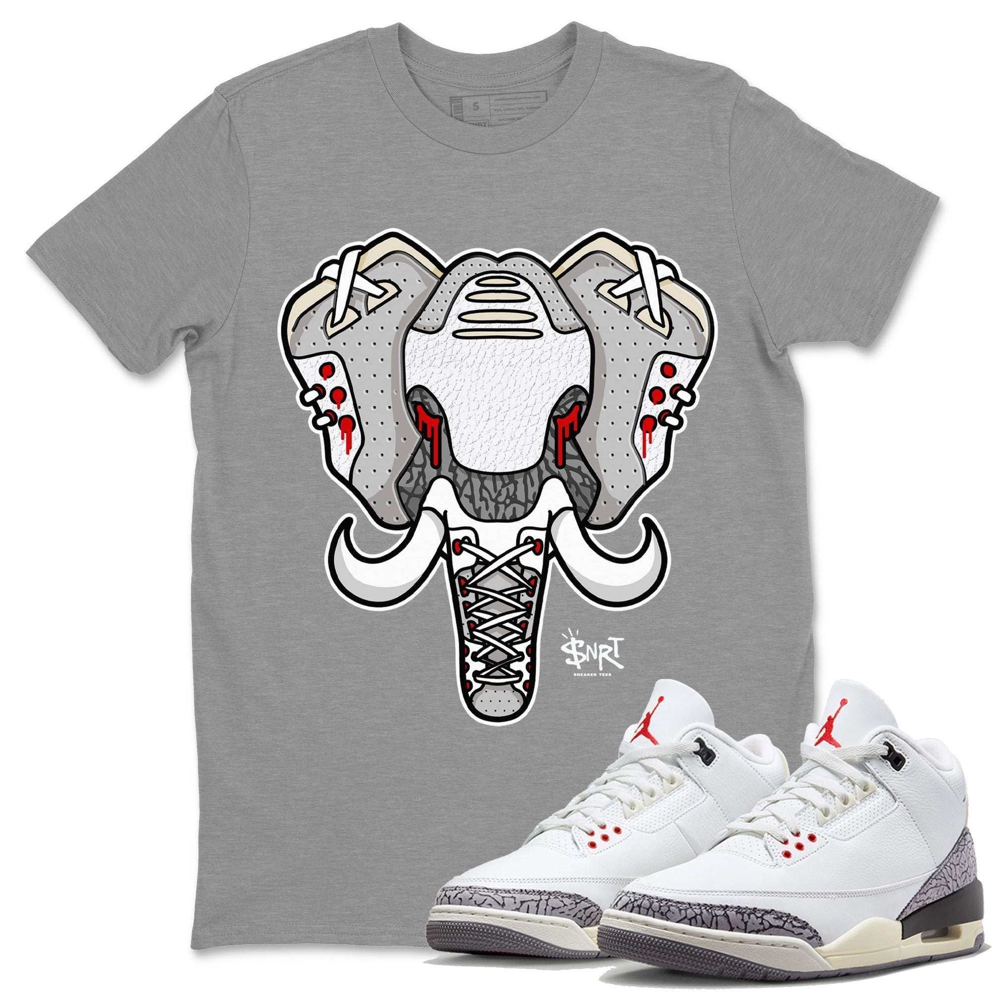 Elephant Symbol Unisex Tops - Air Jordan 3 White Cement