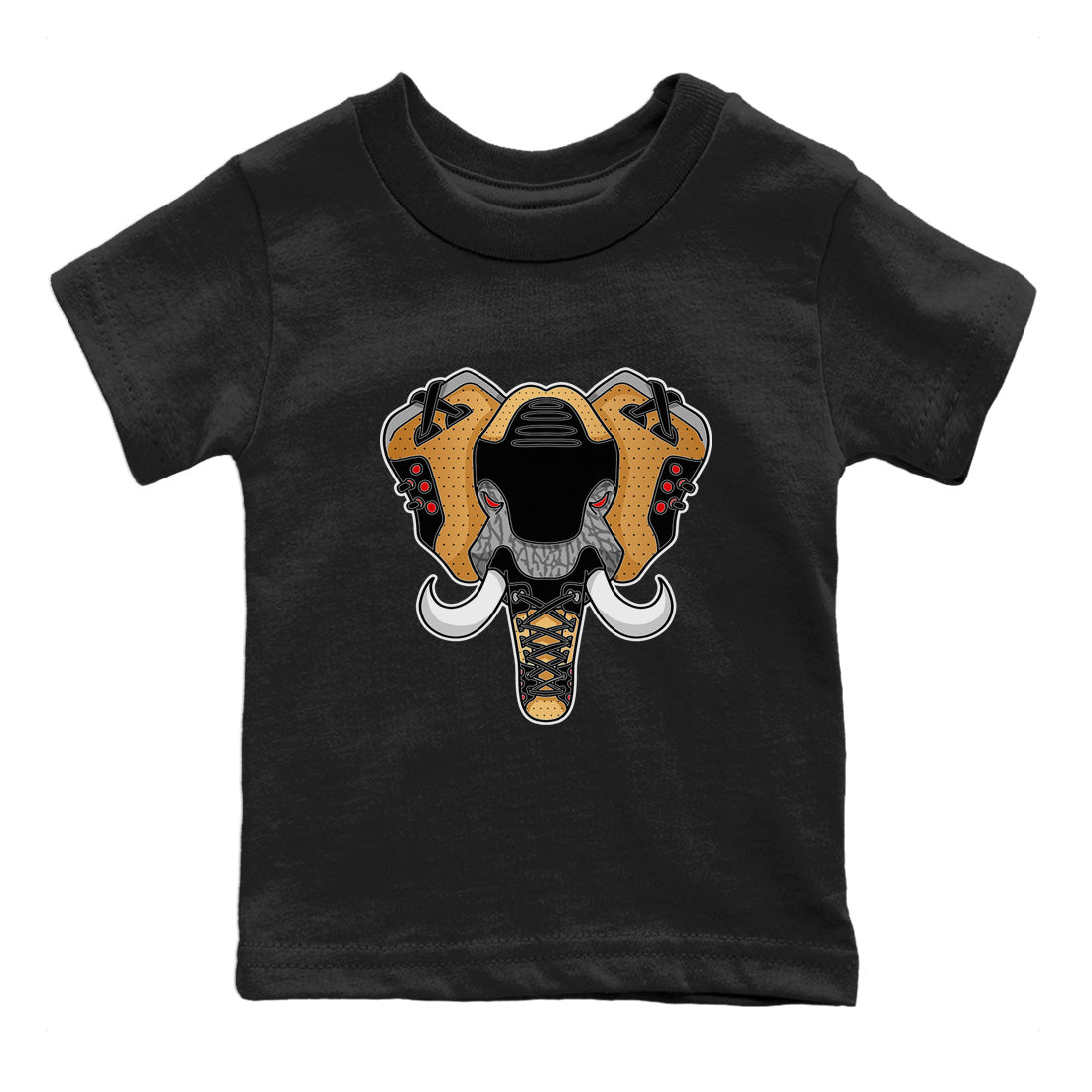 Elephant Symbol Kids Tops - Air Jordan 3 Black Gold