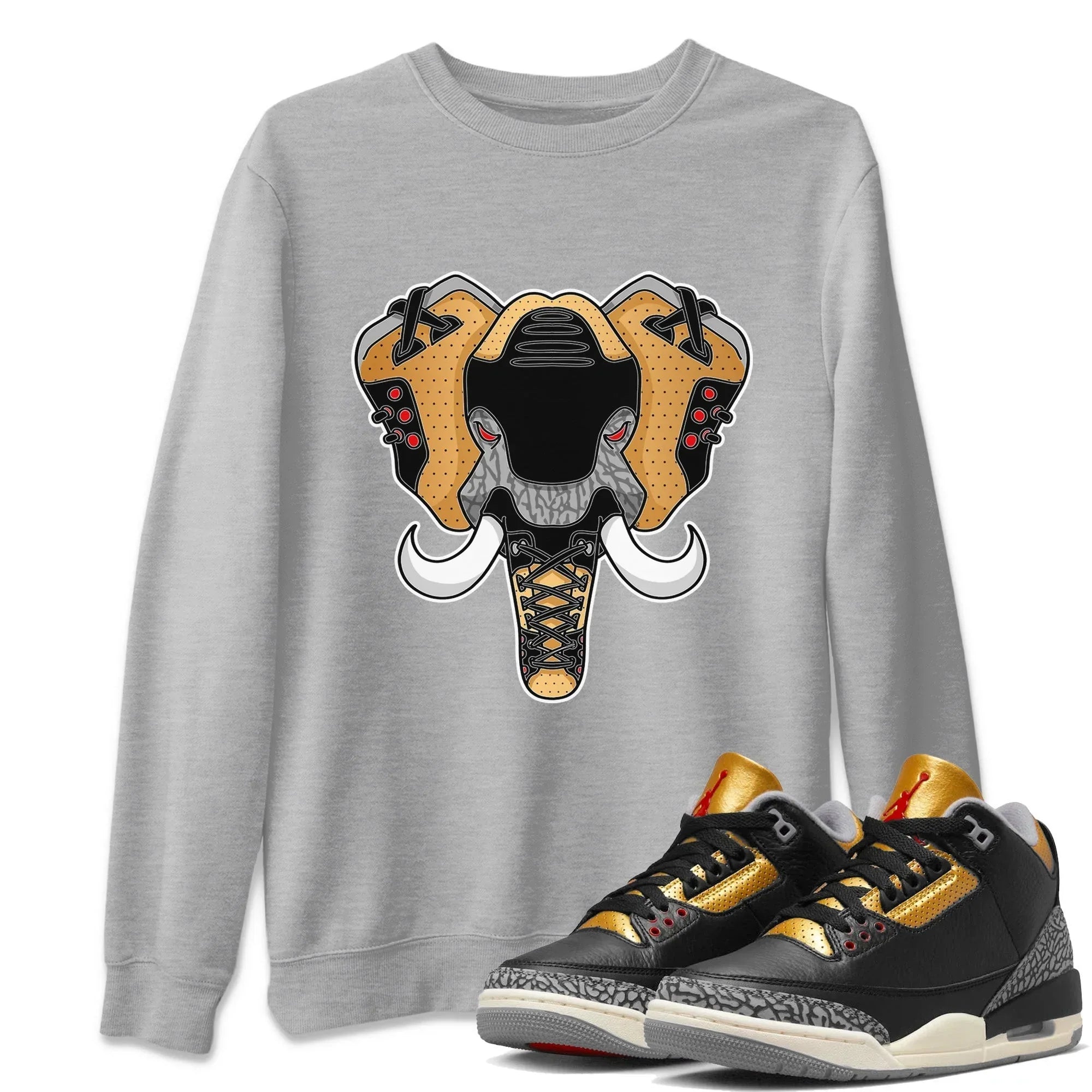 Elephant Symbol Unisex Tops - Air Jordan 3 Black Gold