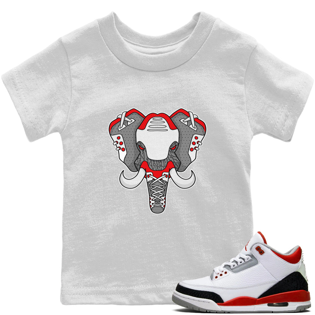 Elephant Symbol Kids Tops - Air Jordan 3 Fire Red