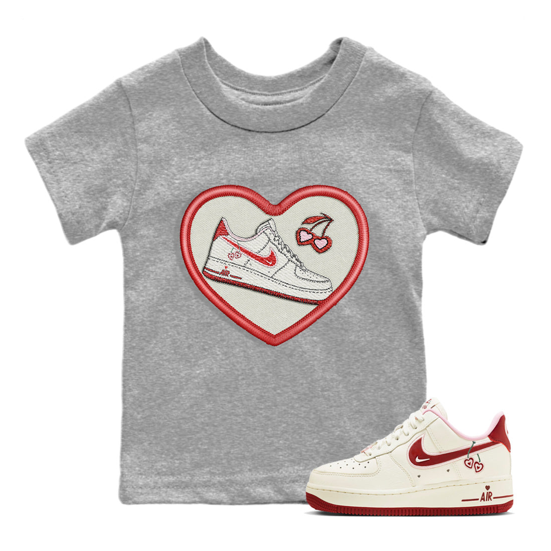 Embroidery Patch Kids Tops - Air Force 1 Valentines Day