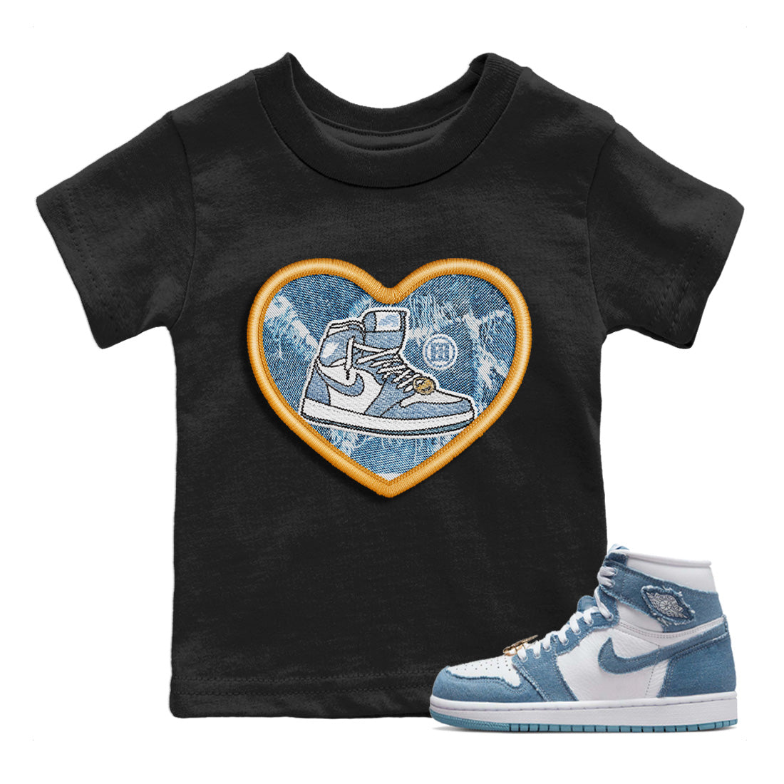Embroidery Patch Kids Tops - Air Jordan 1 Denim