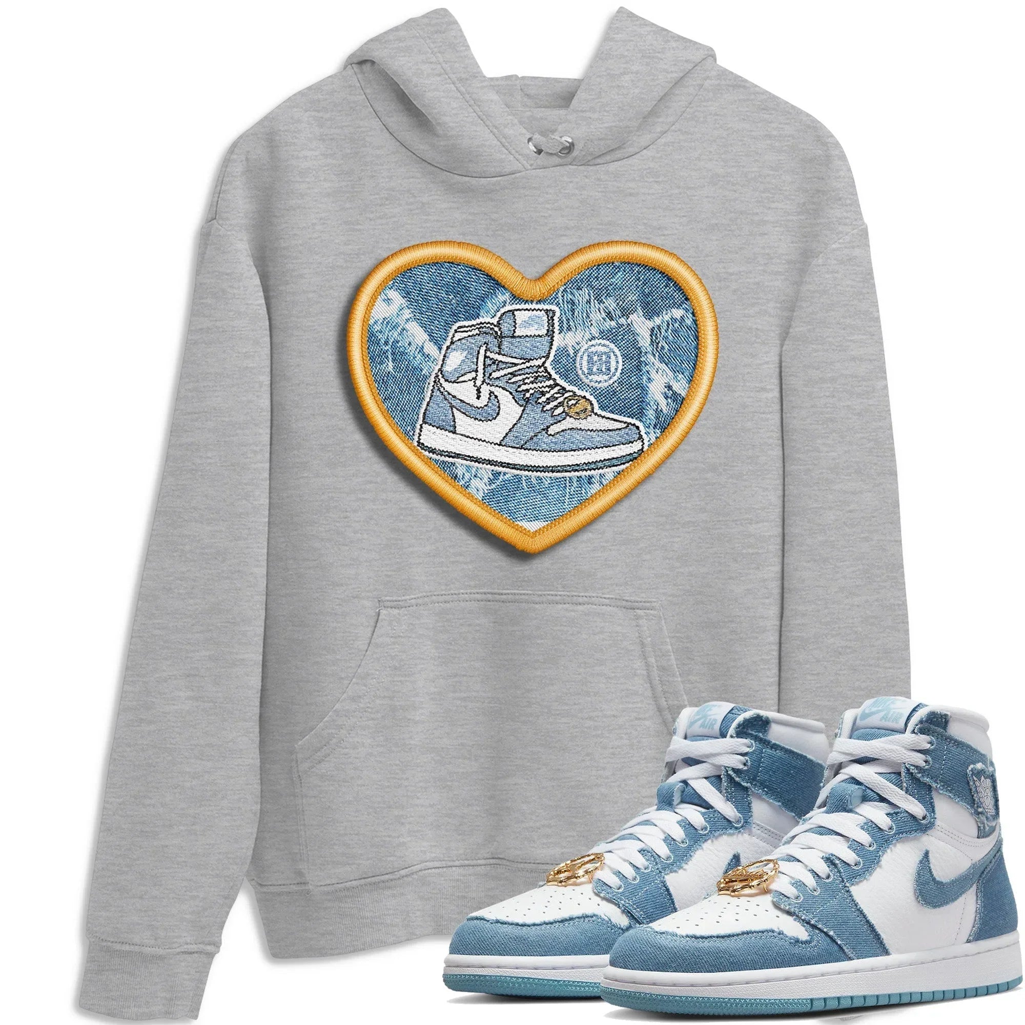Embroidery Patch Unisex Tops - Air Jordan 1 Denim
