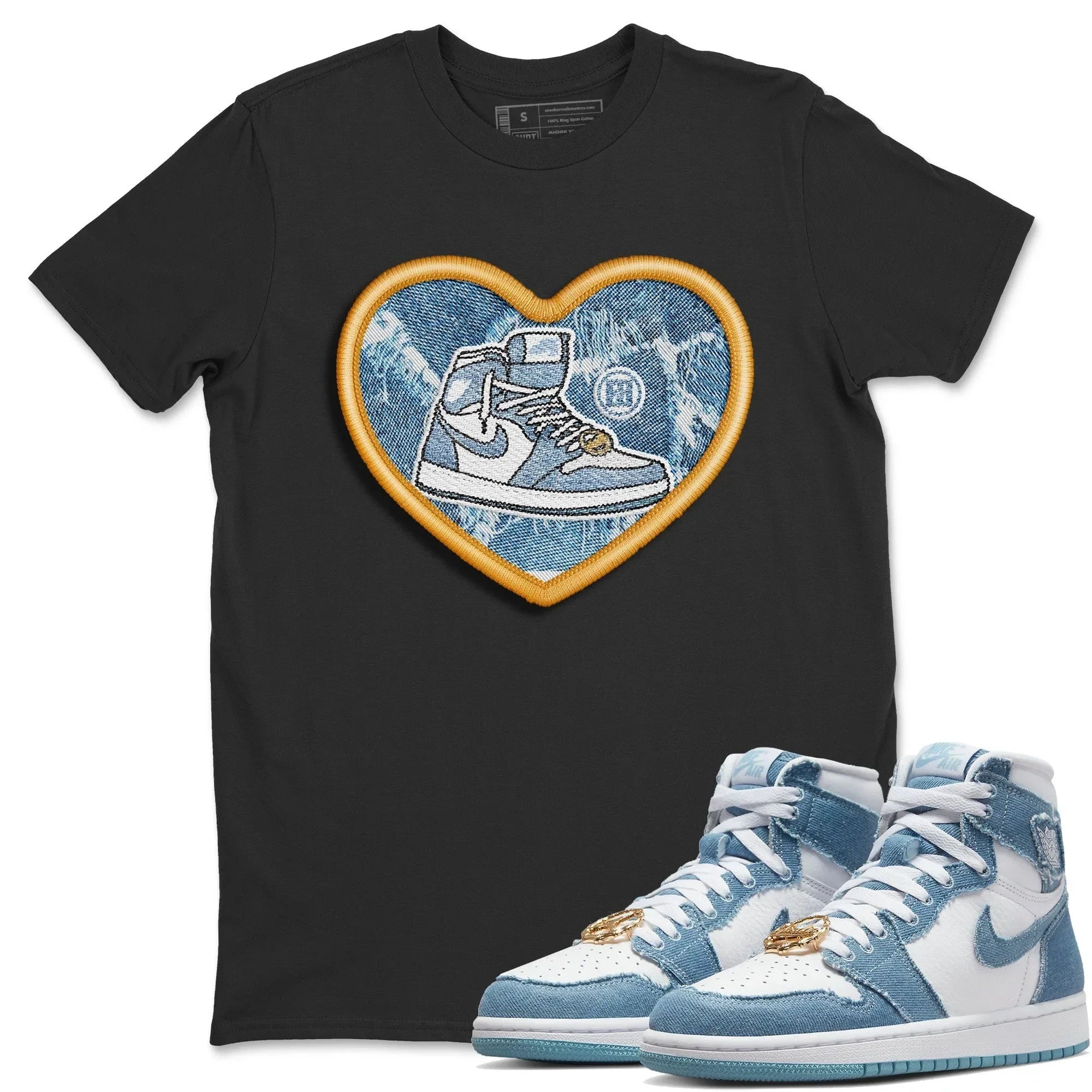 Embroidery Patch Unisex Tops - Air Jordan 1 Denim
