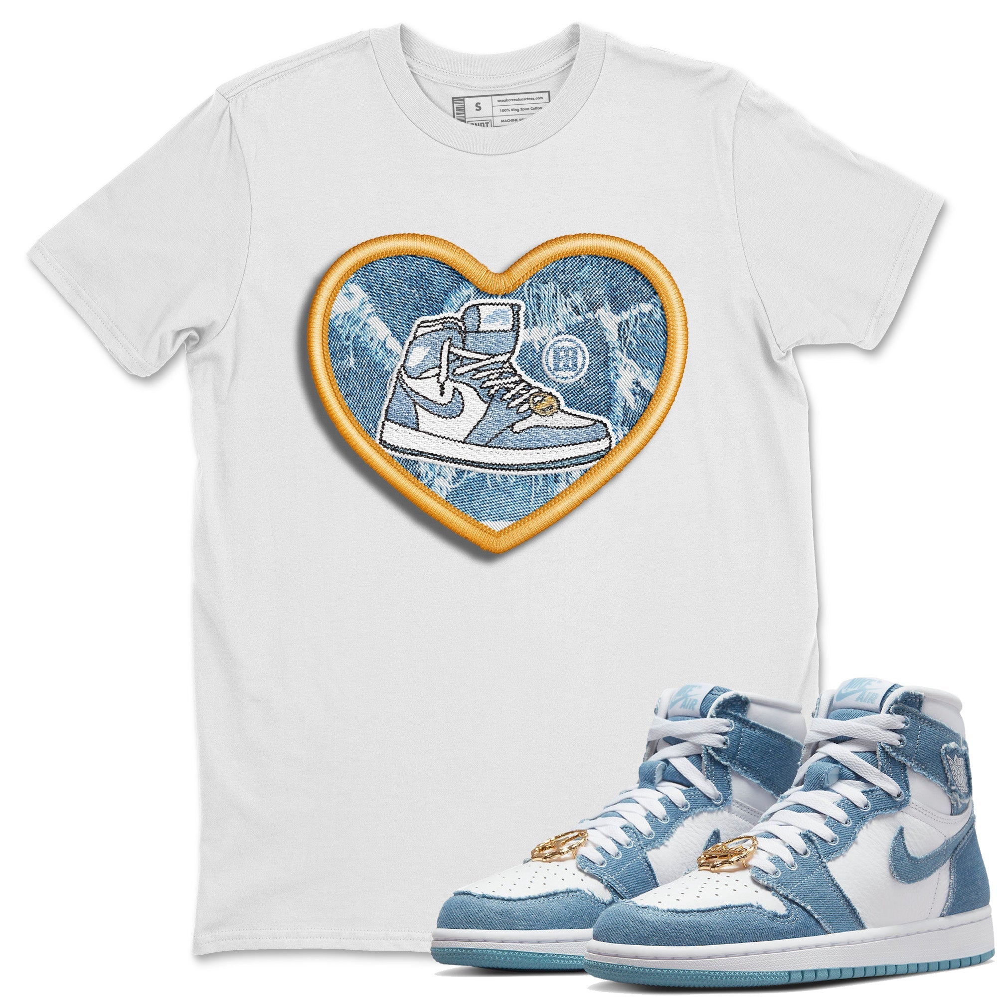 Embroidery Patch Unisex Tops - Air Jordan 1 Denim