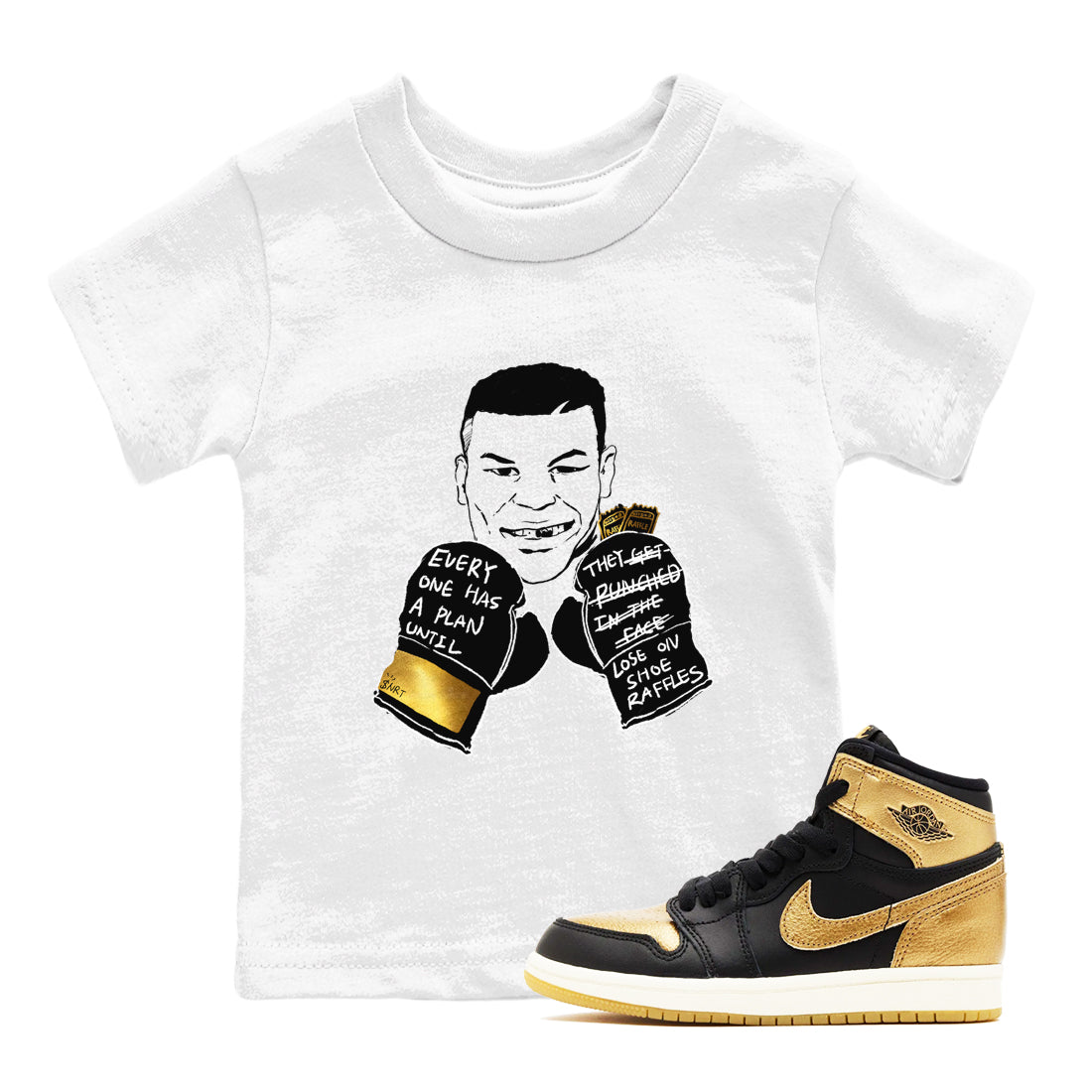 Everyone Has A Plan snkmatch Tees Kids - Air Jordan 1 Black Metallic Gold