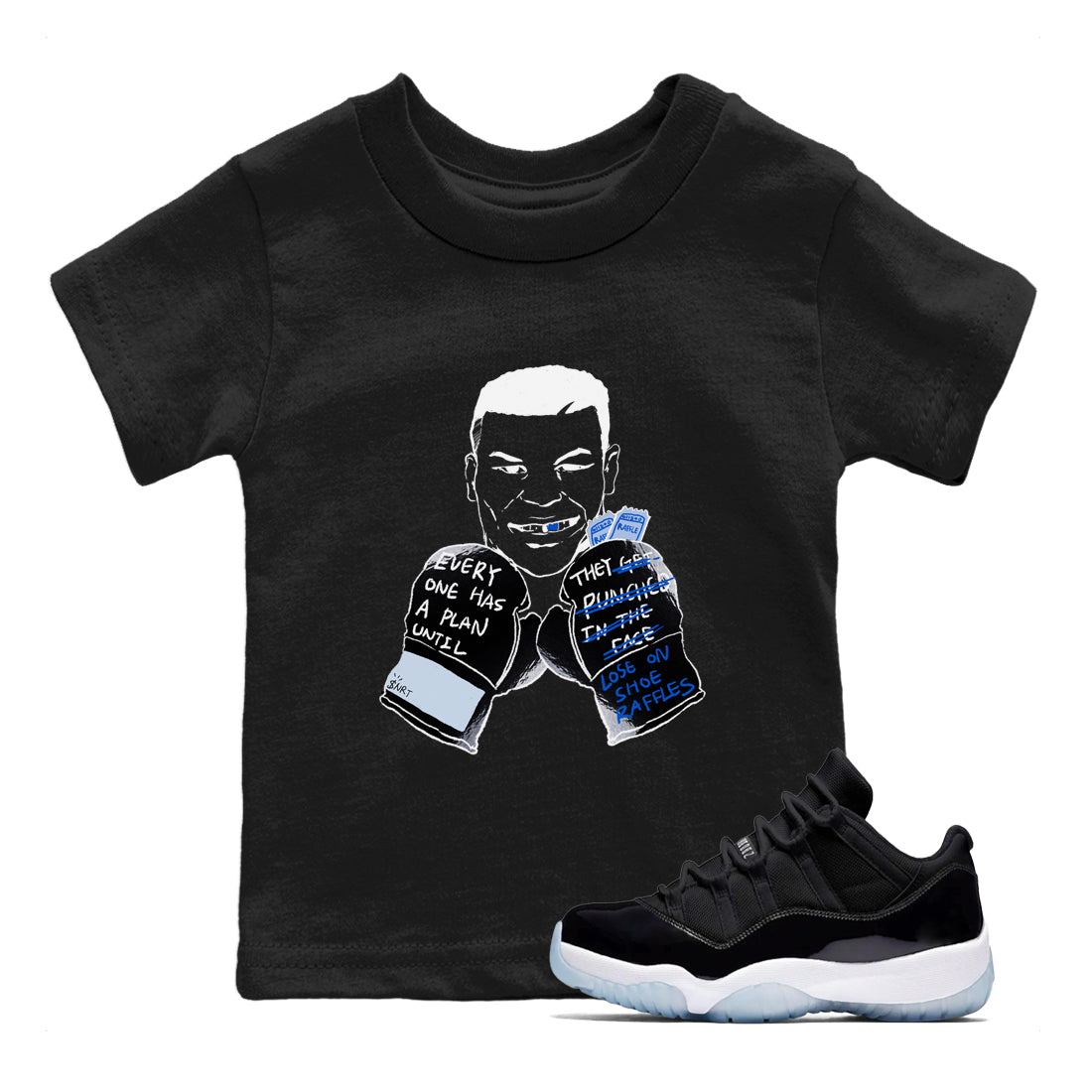 Everyone Has A Plan snkmatch Tees Kids - Air Jordan 11 Black and Varsity Royal