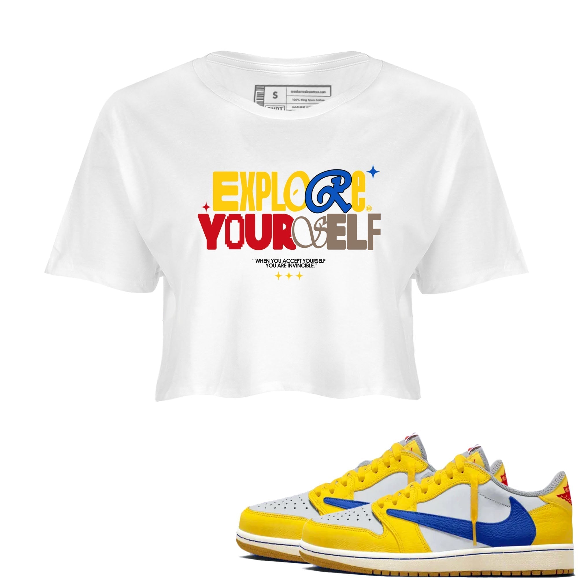 Explore Yourself snkmatch Women's Top - Air Jordan 1 Travis Scott Canary