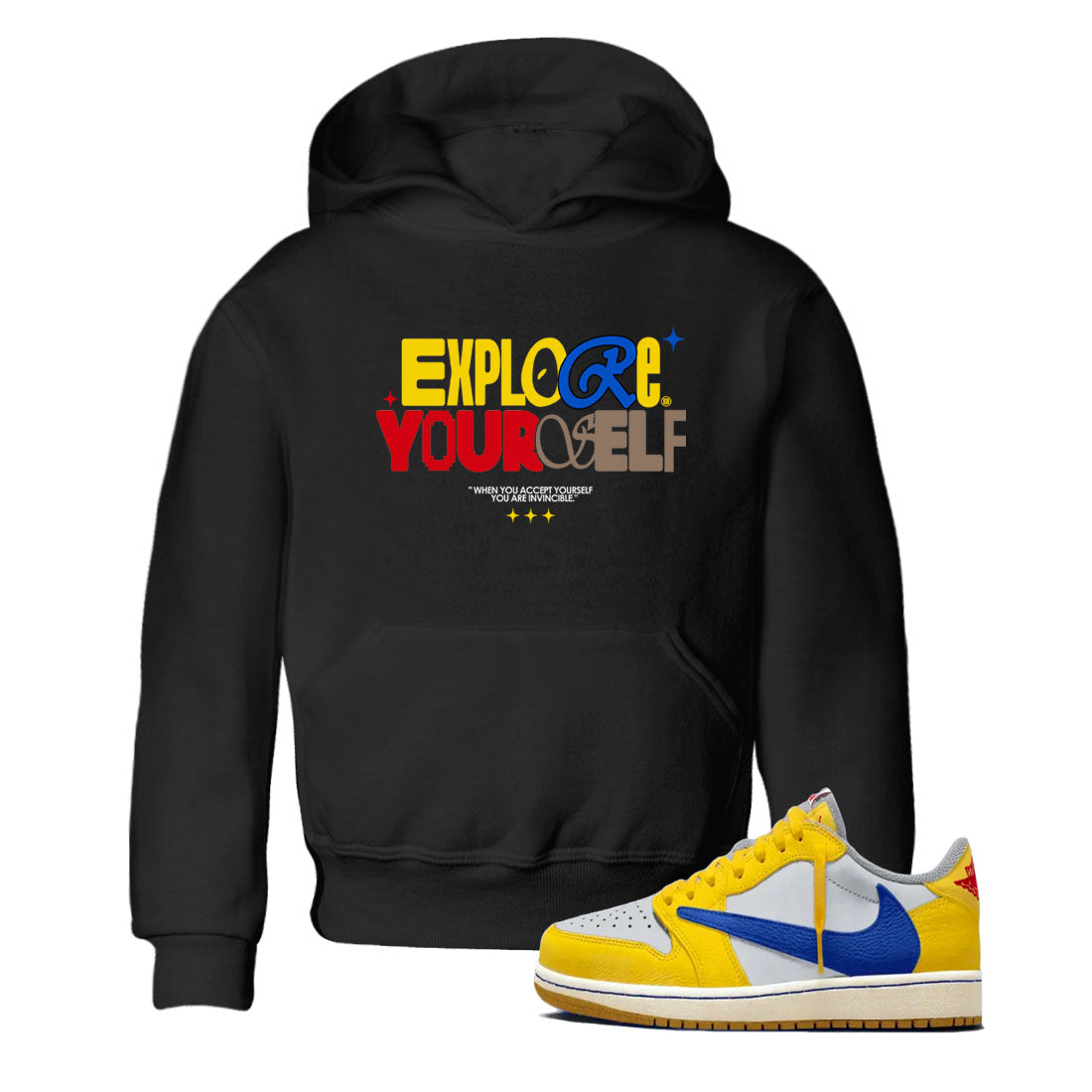 Explore Yourself snkmatch Tees Kids - Air Jordan 1 Travis Scott Canary
