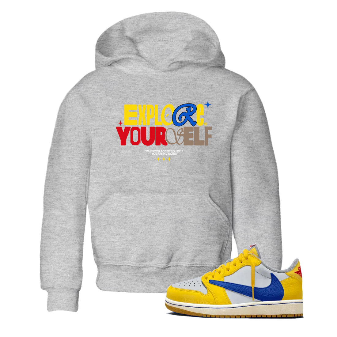 Explore Yourself snkmatch Tees Kids - Air Jordan 1 Travis Scott Canary
