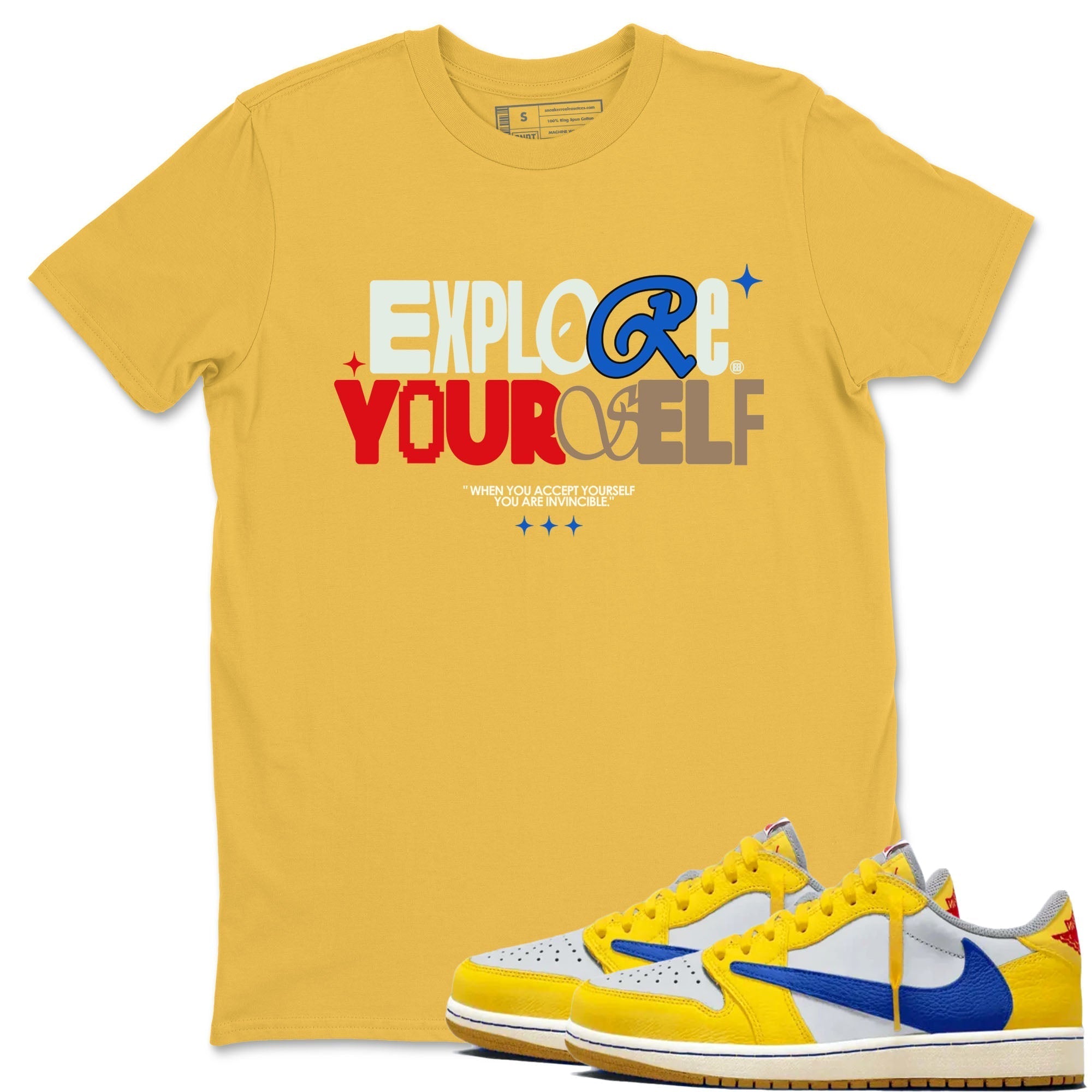 Explore Yourself snkmatch Tees - Air Jordan 1 Travis Scott Canary