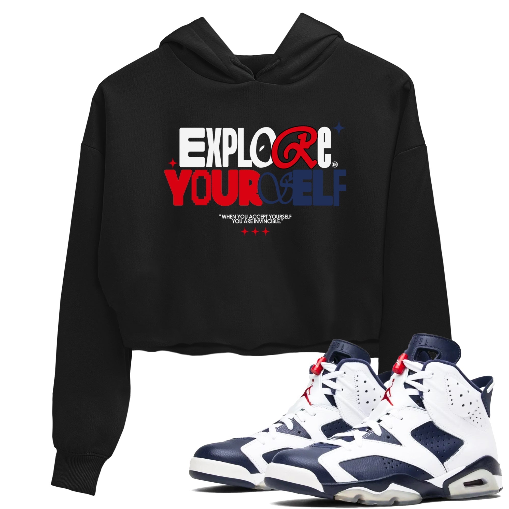 Explore Yourself snkmatch Women's Top - Air Jordan 6 White And Midnight Navy