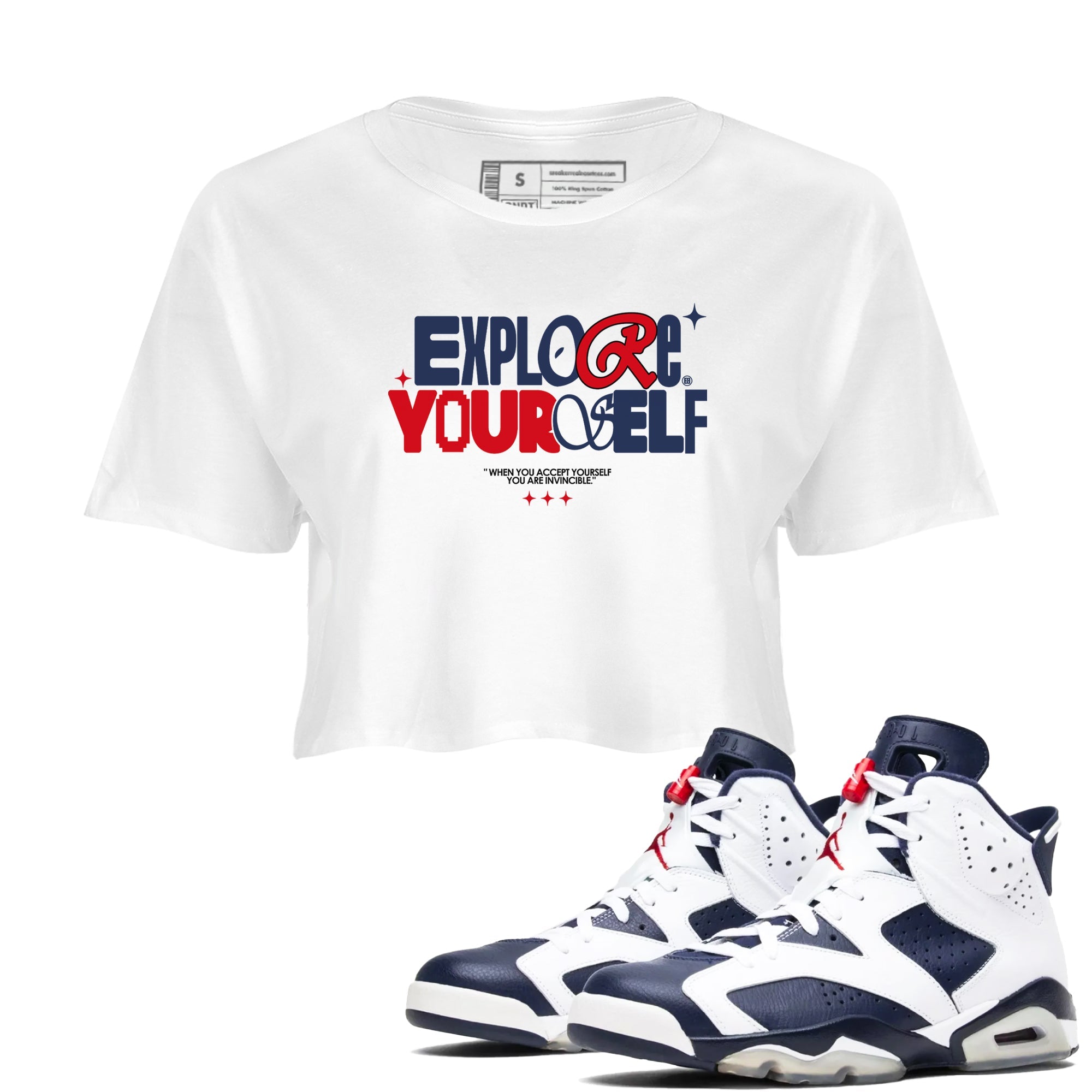 Explore Yourself snkmatch Women's Top - Air Jordan 6 White And Midnight Navy