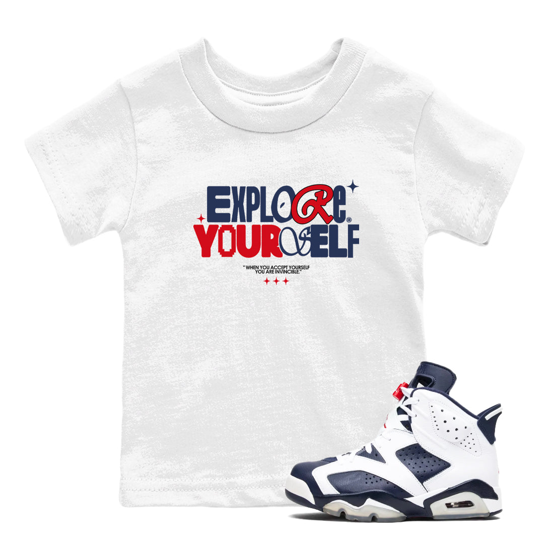 Explore Yourself snkmatch Tees Kids - Air Jordan 6 White And Midnight Navy