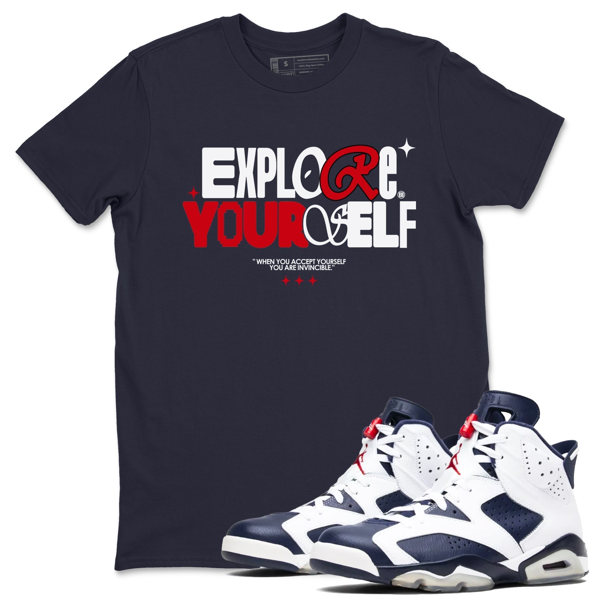 Explore Yourself snkmatch Tees - Air Jordan 6 White And Midnight Navy