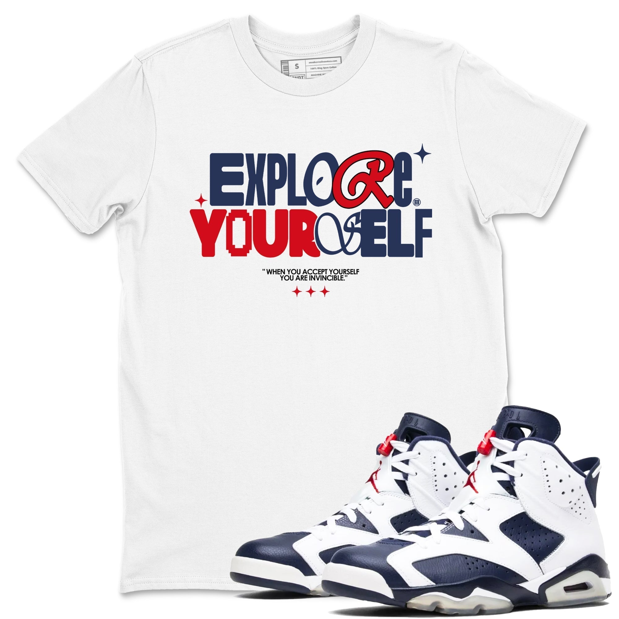 Explore Yourself snkmatch Tees - Air Jordan 6 White And Midnight Navy