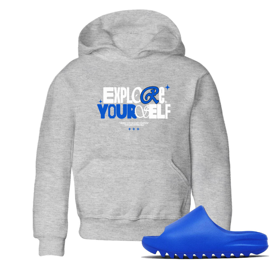 Explore Yourself snkmatch Tees Kids - Yeezy Slide Azure
