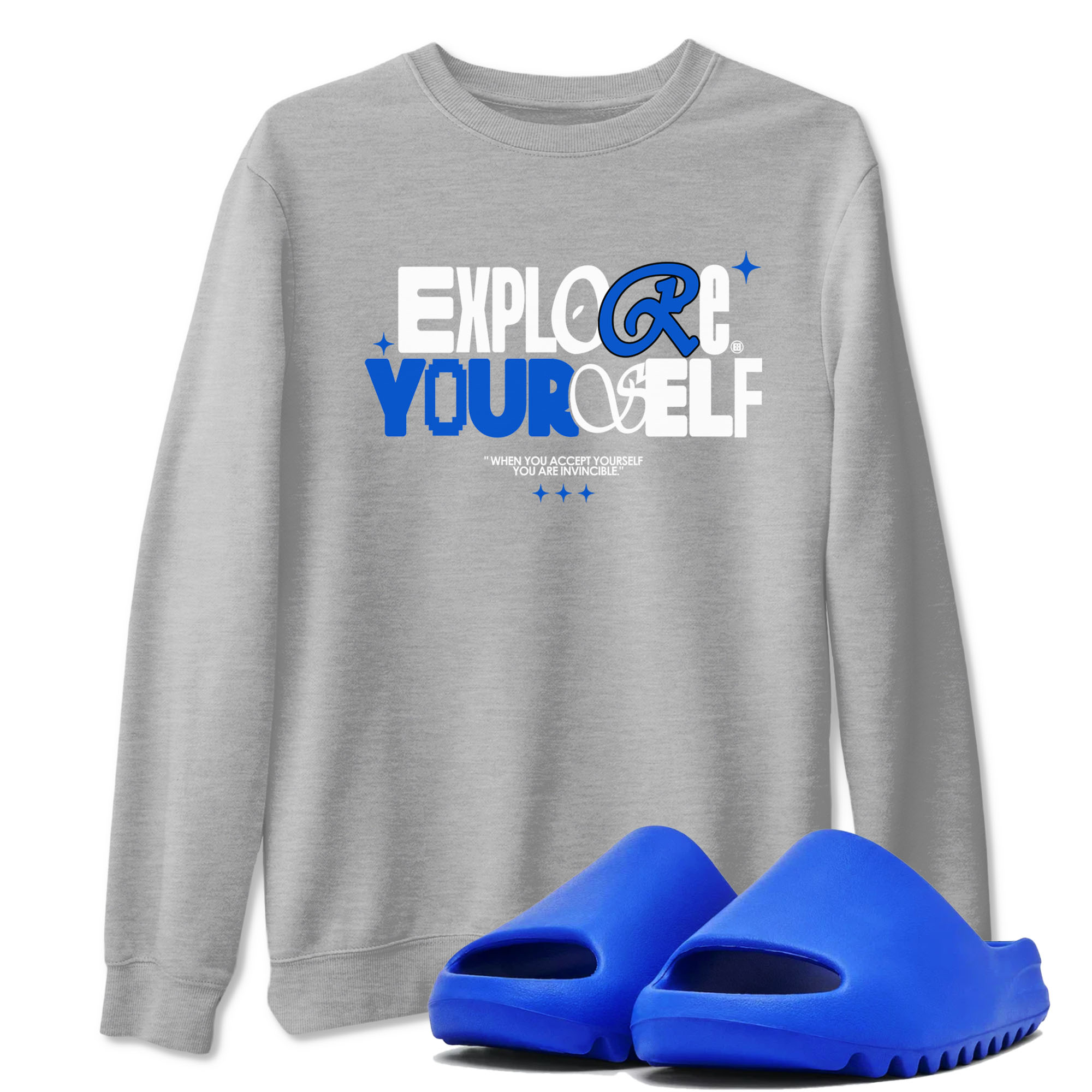 Explore Yourself snkmatch Tees - Yeezy Slide Azure