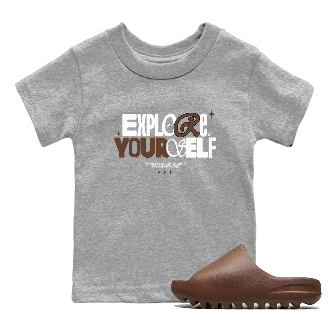 Explore Yourself snkmatch Tees Kids - Yeezy Slide Flax