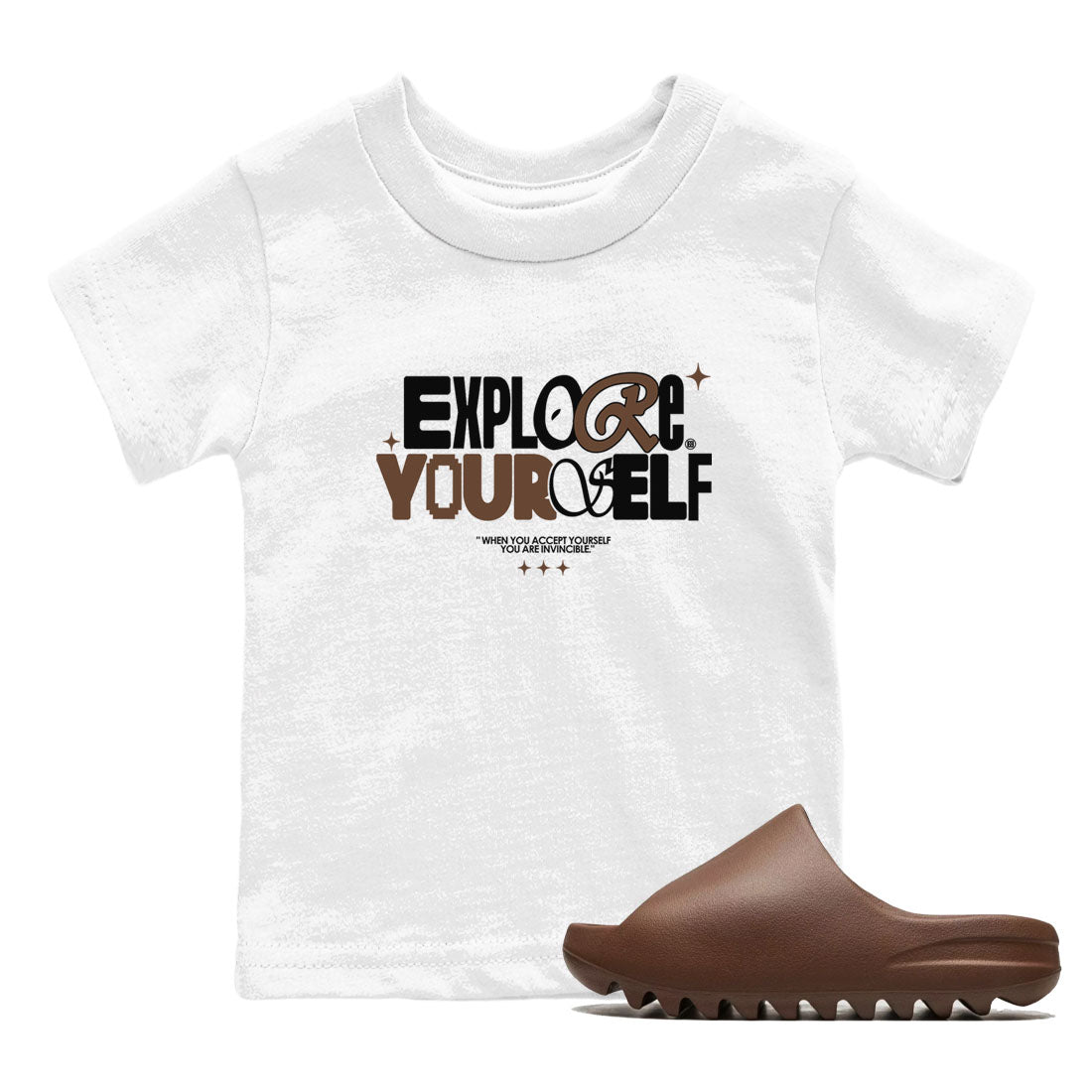 Explore Yourself snkmatch Tees Kids - Yeezy Slide Flax