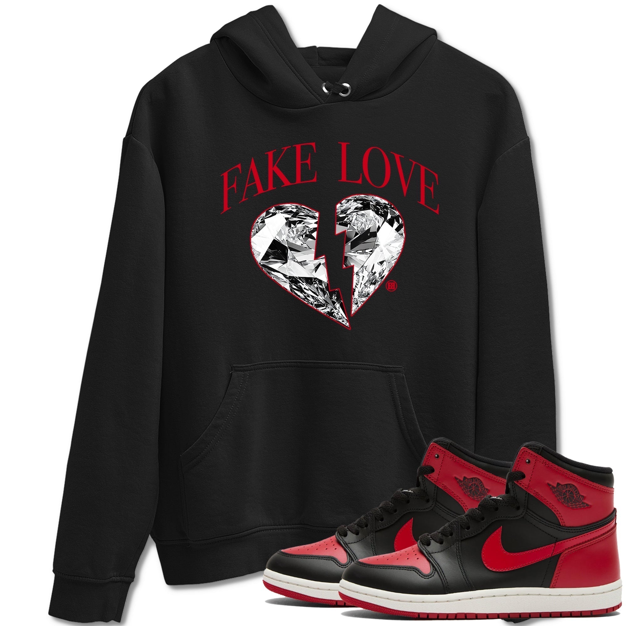 Fake Love snkmatch Tees - Air Jordan 1 '85 Bred