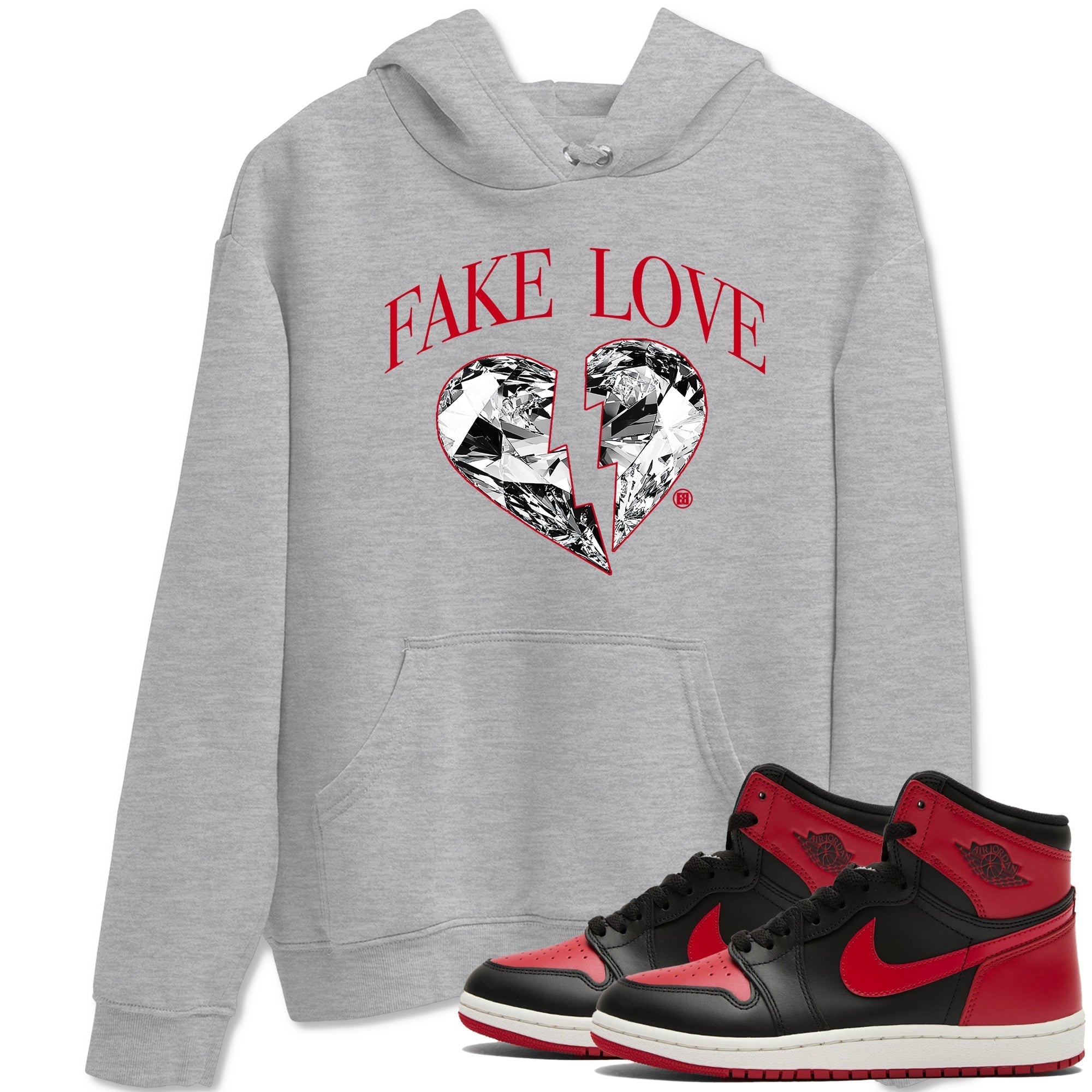 Fake Love snkmatch Tees - Air Jordan 1 '85 Bred