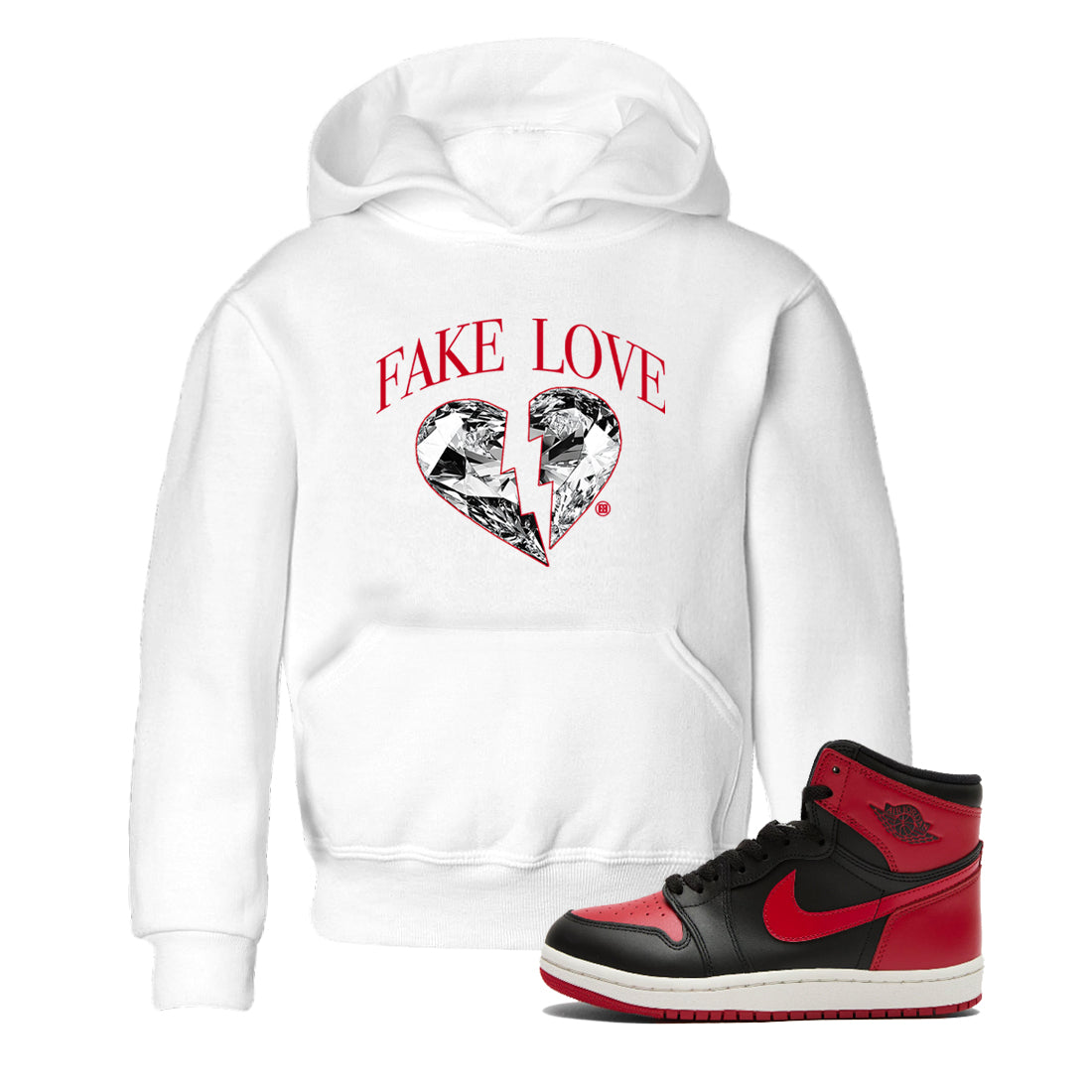 Fake Love snkmatch Tees Kids - Air Jordan 1 '85 Bred