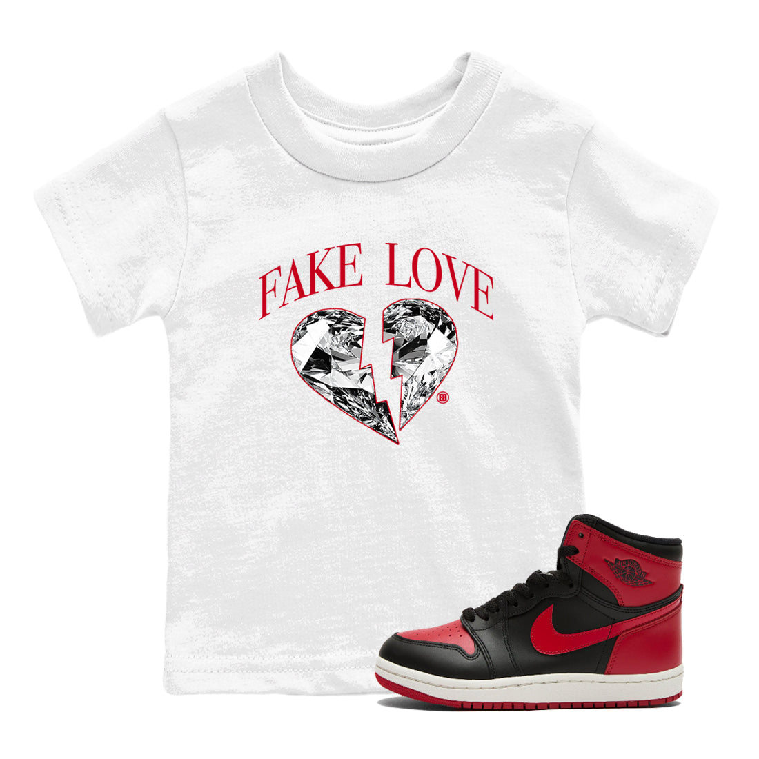 Fake Love snkmatch Tees Kids - Air Jordan 1 '85 Bred