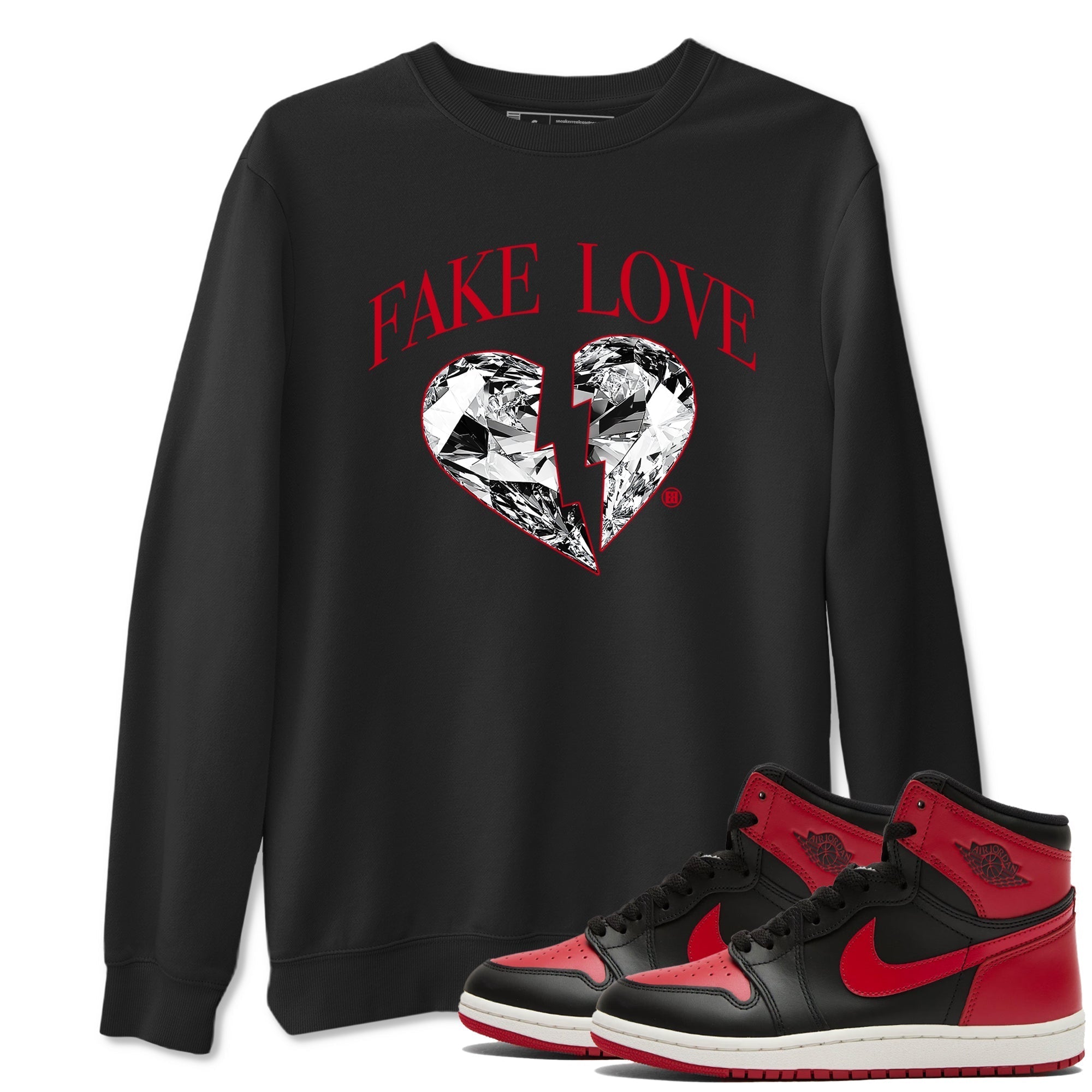 Fake Love snkmatch Tees - Air Jordan 1 '85 Bred