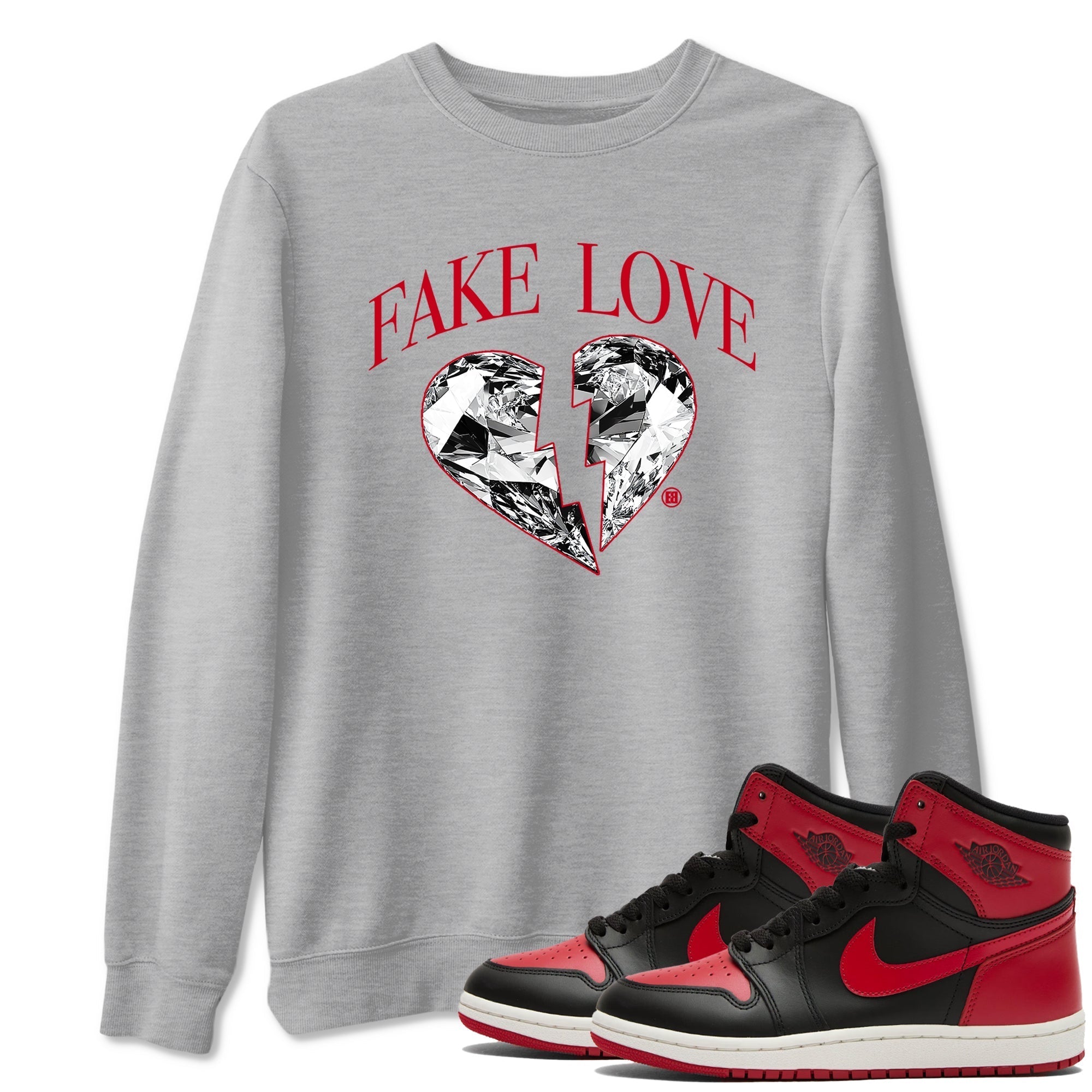 Fake Love snkmatch Tees - Air Jordan 1 '85 Bred