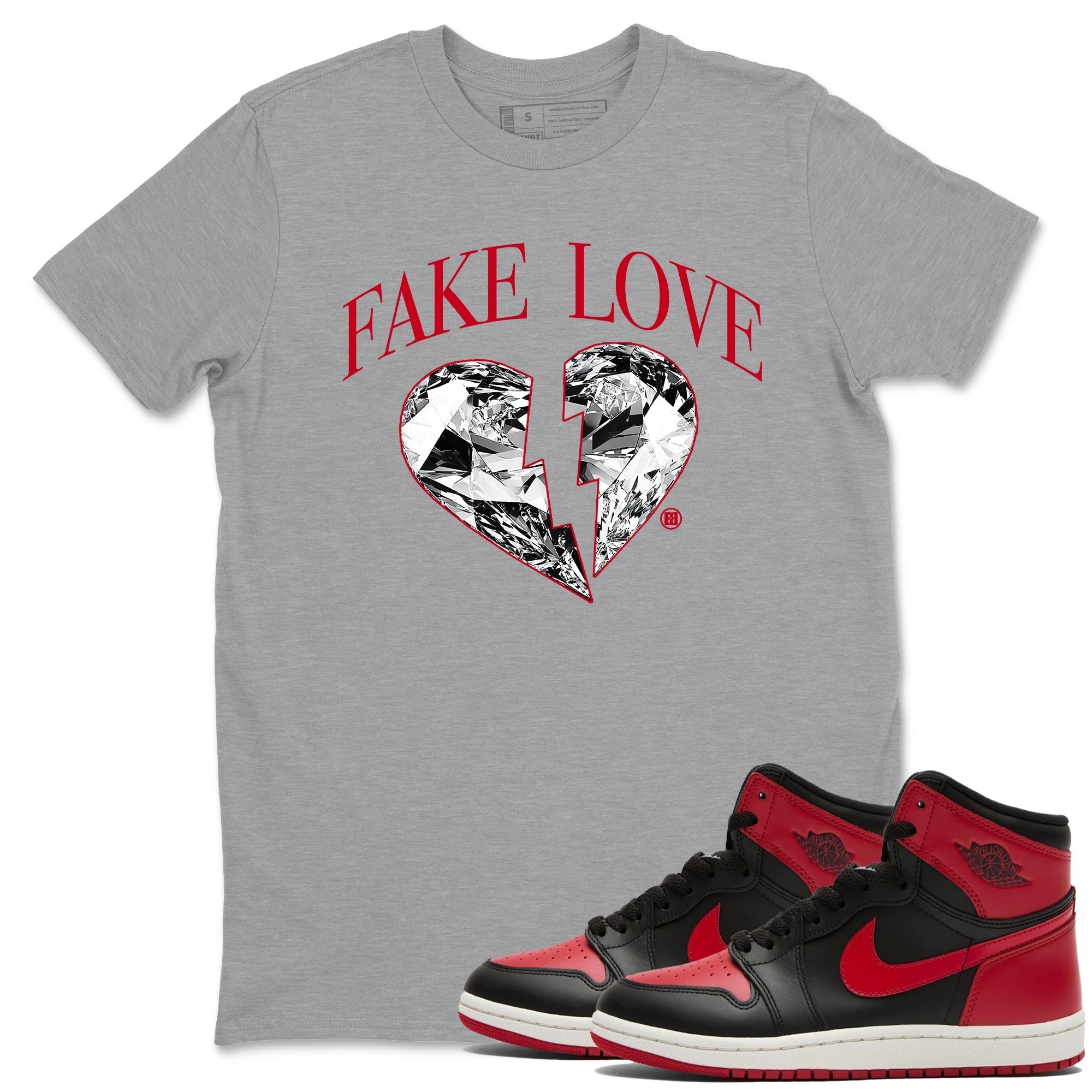Fake Love snkmatch Tees - Air Jordan 1 '85 Bred