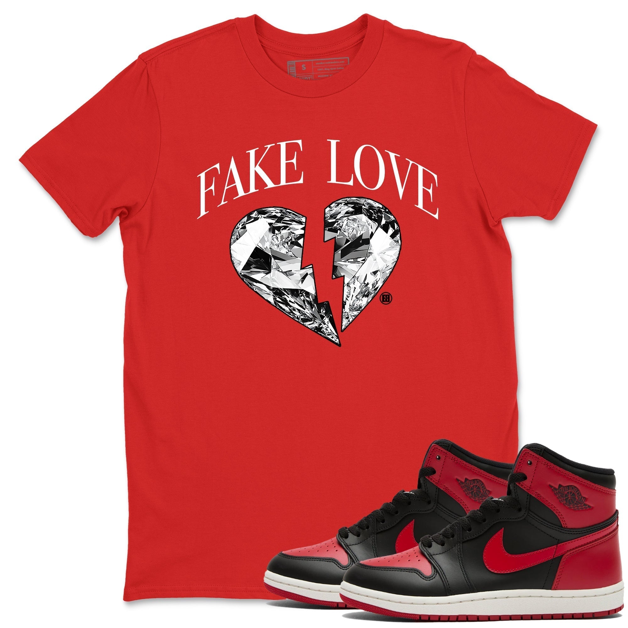 Fake Love snkmatch Tees - Air Jordan 1 '85 Bred