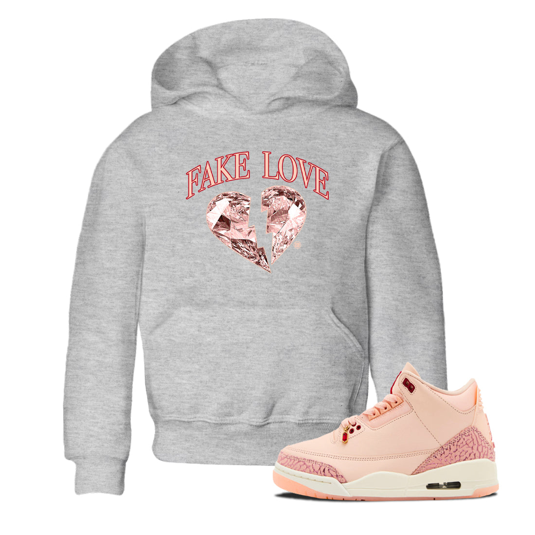 Fake Love snkmatch Tees Kids - Air Jordan 3 Valentines Day